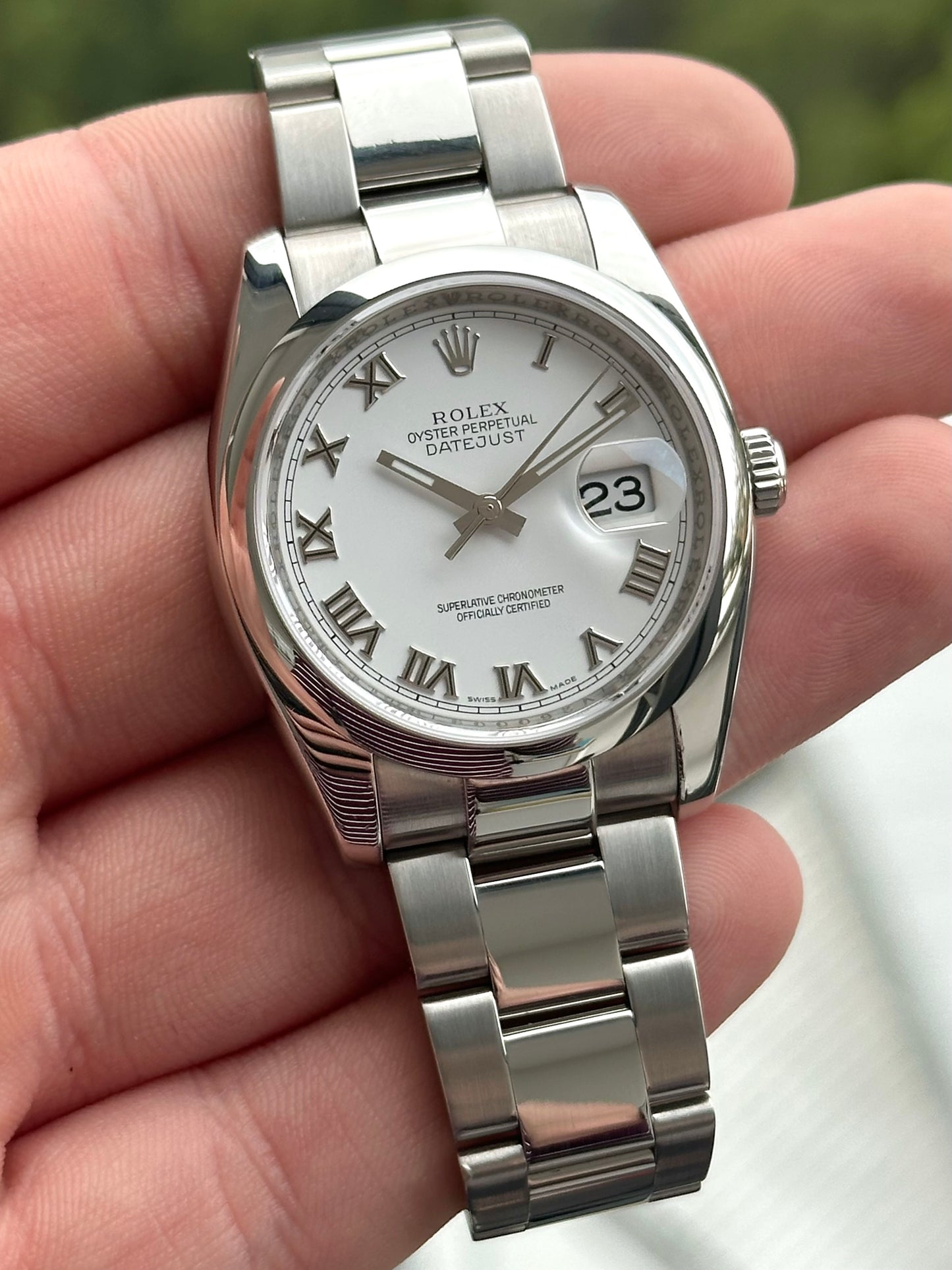 Rolex Datejust 36 White Roman Numeral Dial 116200