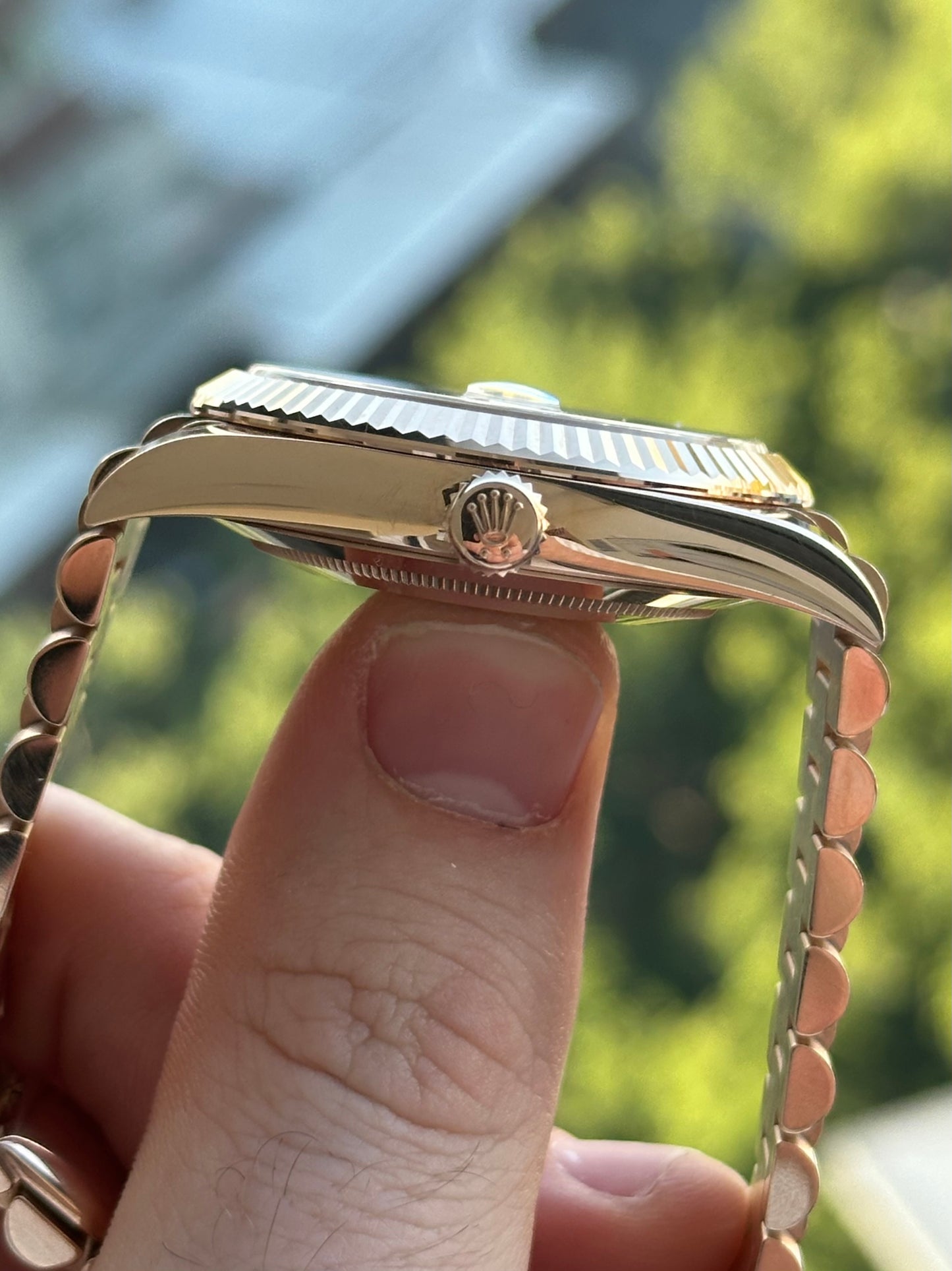 Rolex Day-Date 40 Rose Gold Chocolate Diamond Dial