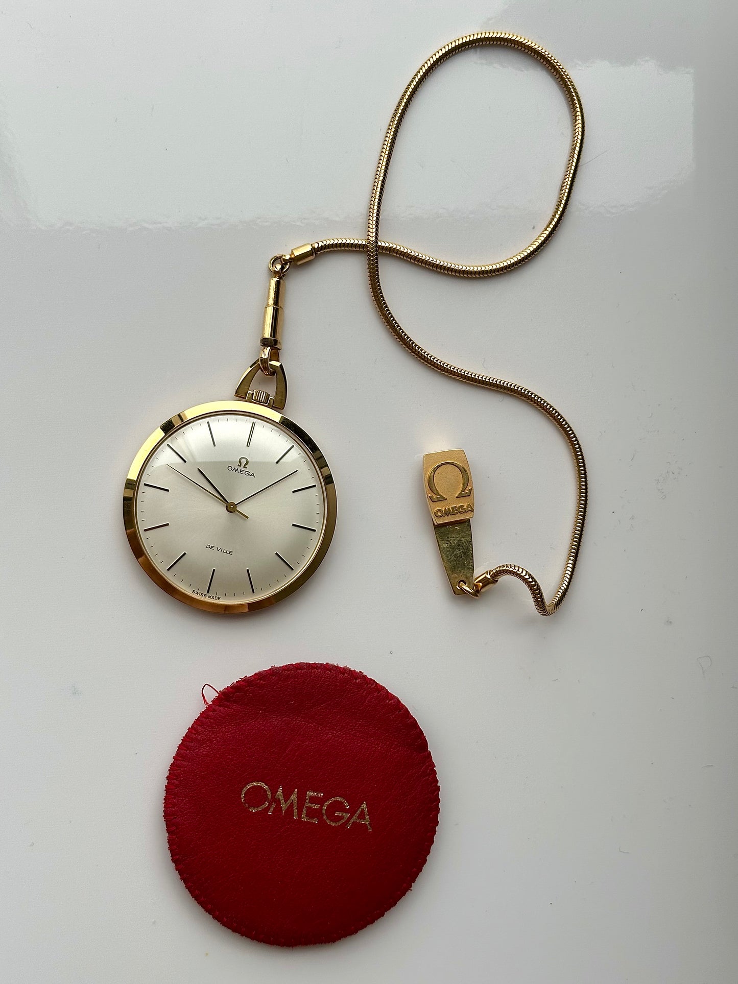 Omega Pocket Watch with Original Chain and Pouch