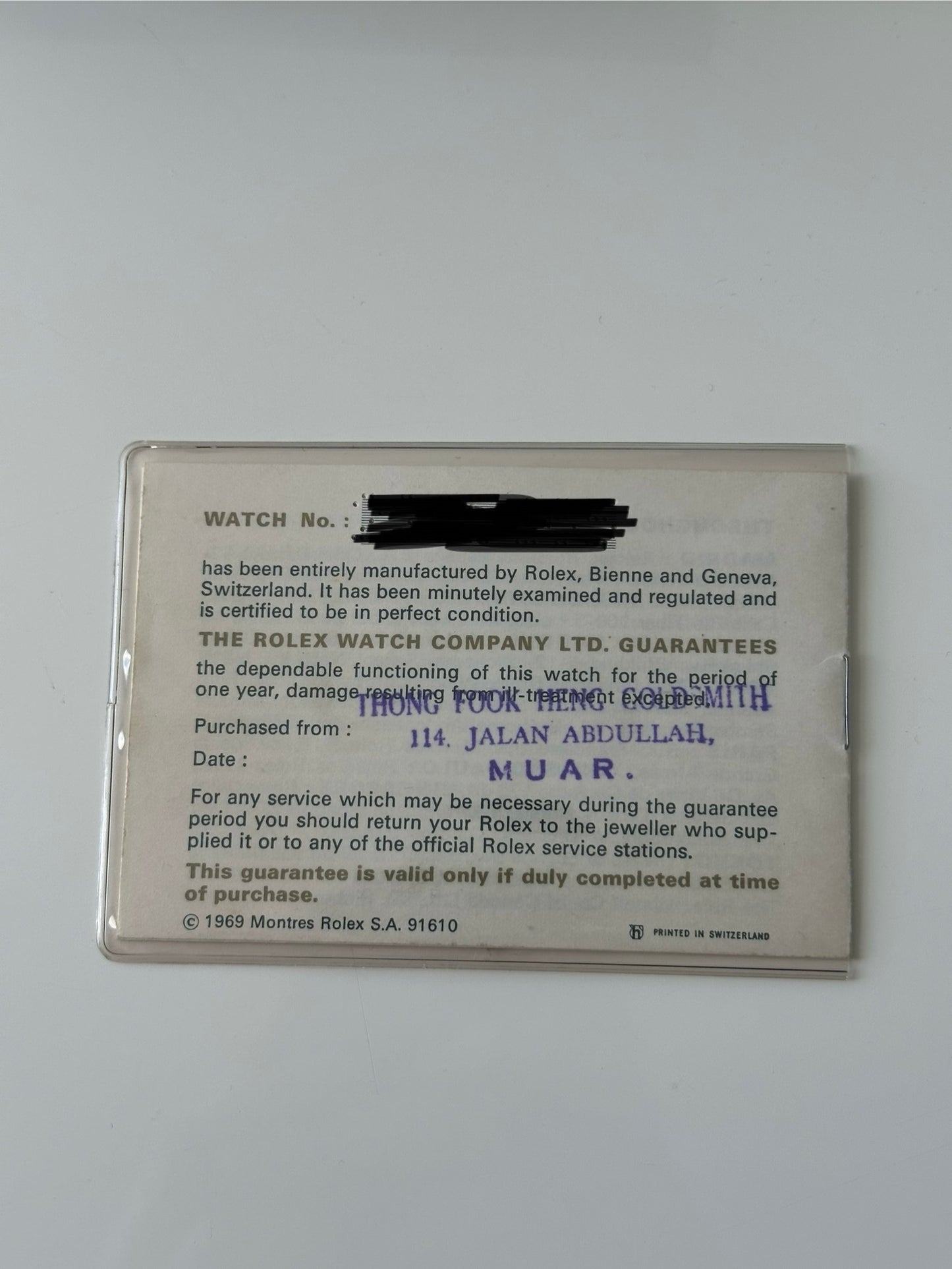 Rolex OysterDate Precision 1972 Full Set Box, Papers and Original Purchase Receipt