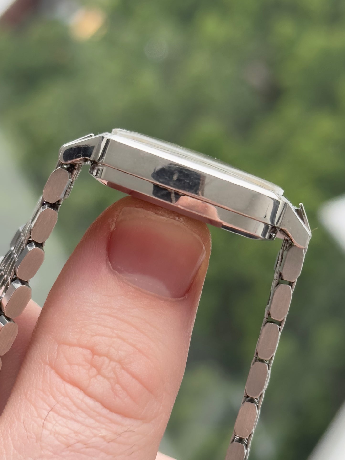 Omega Black Dial Square Case on Bracelet