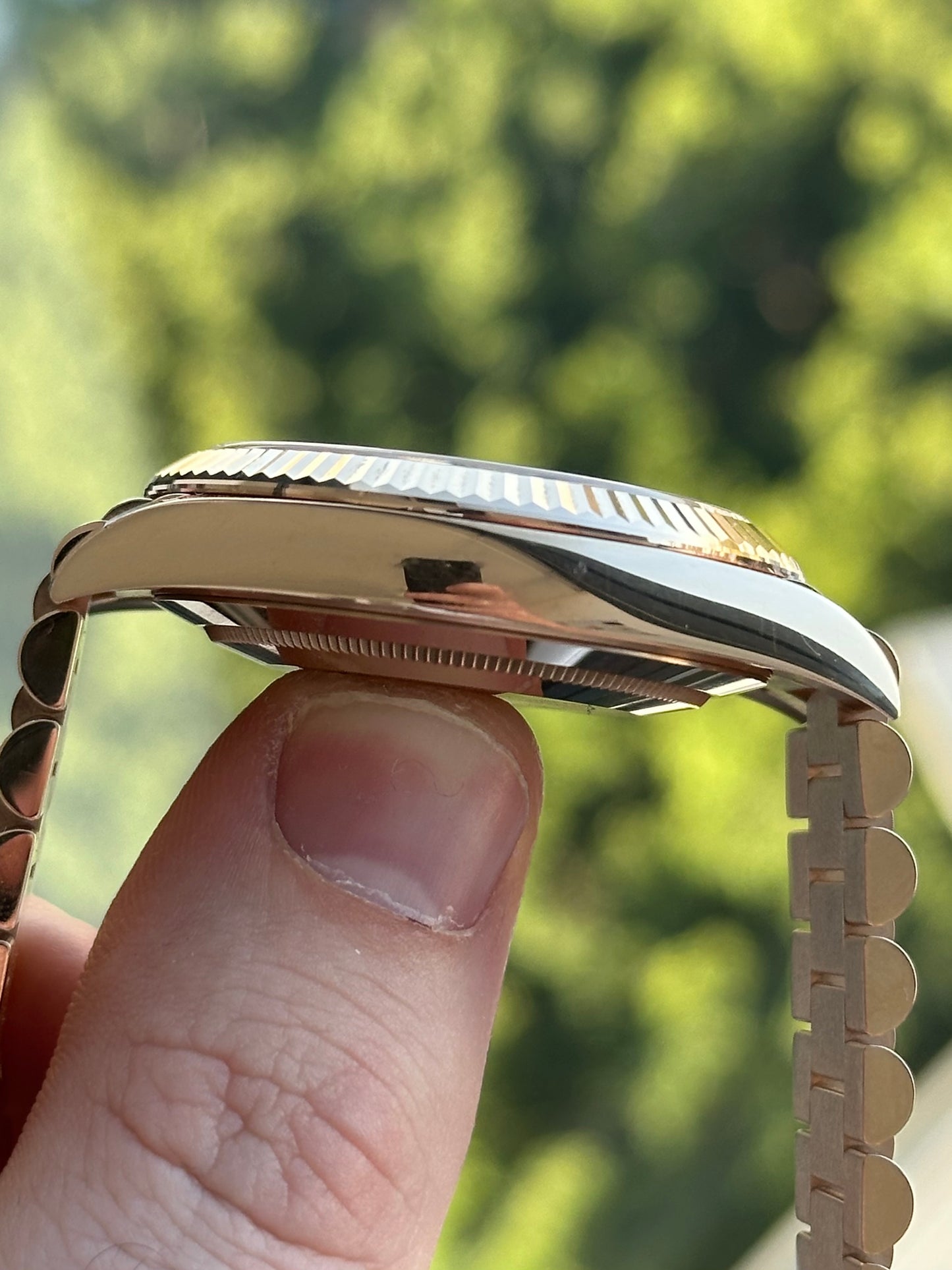 Rolex Day-Date 40 Rose Gold Chocolate Diamond Dial