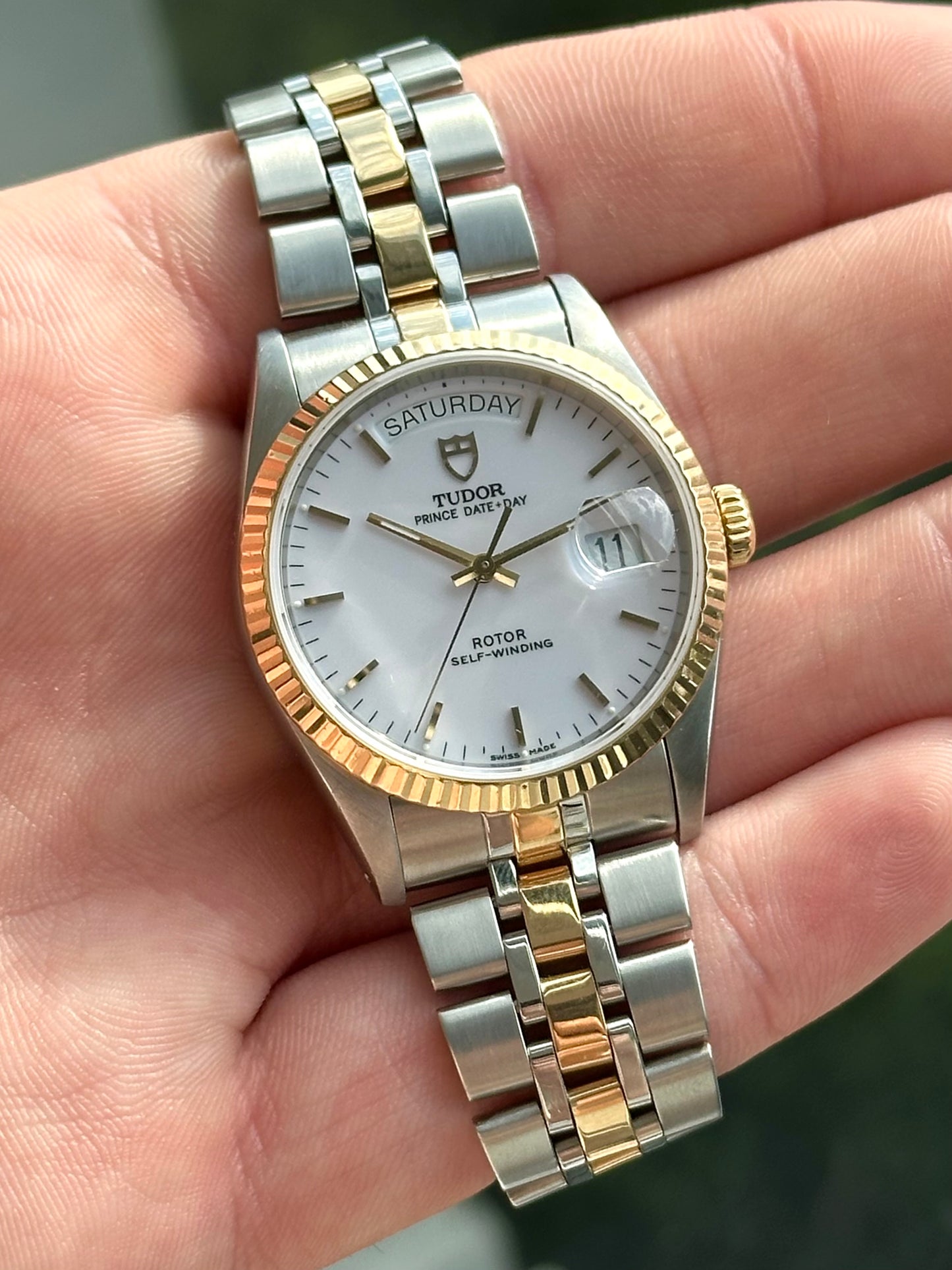 Tudor Date Day White Dial