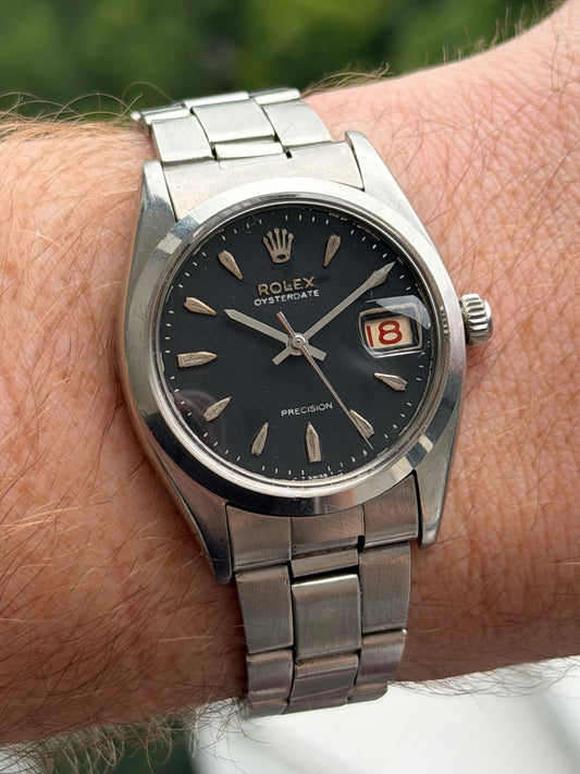 Rolex Oysterdate Black Dial Roulette Date Wheel