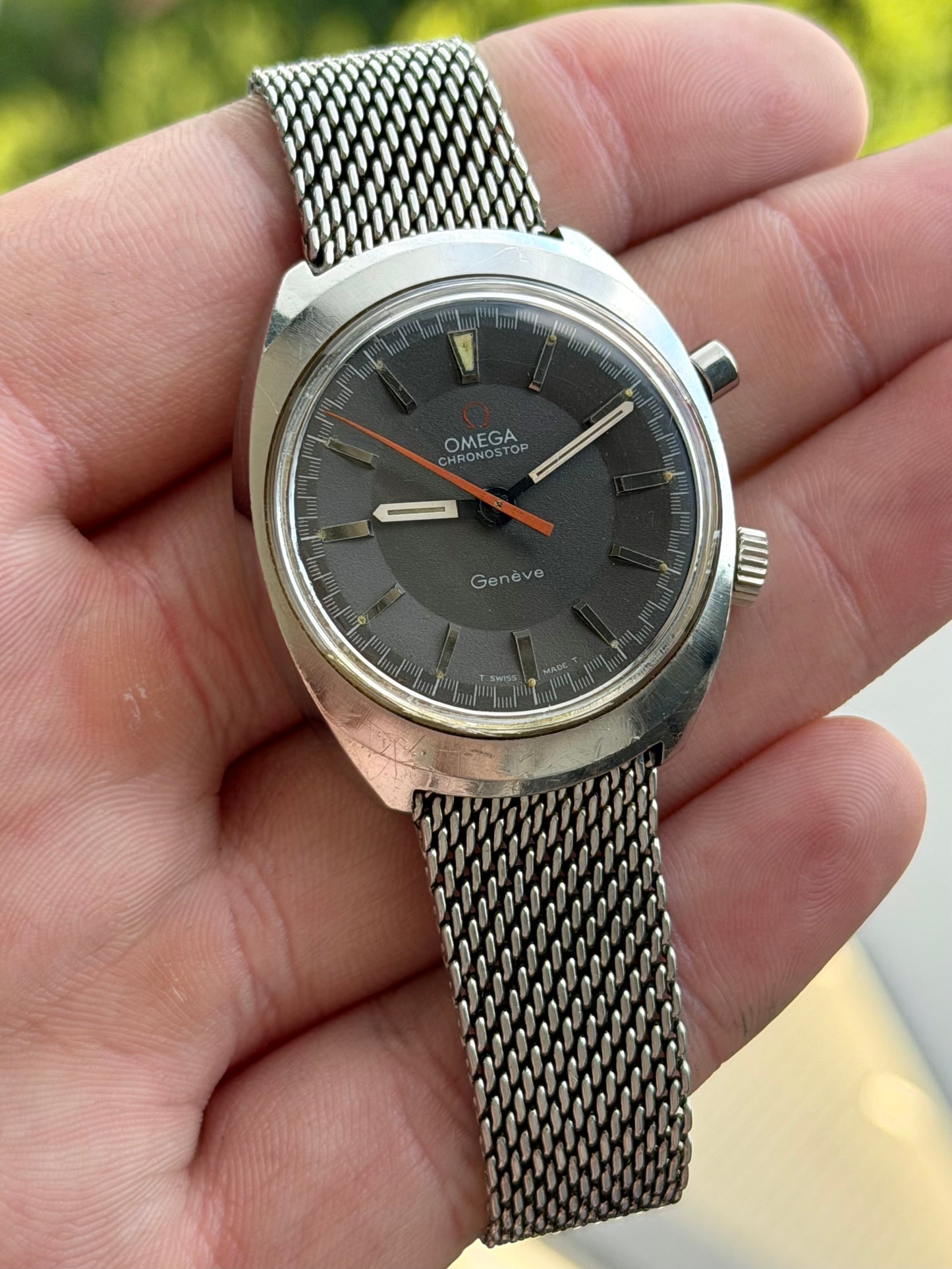 Omega ChronoStop Black Dial on Mesh 145.010