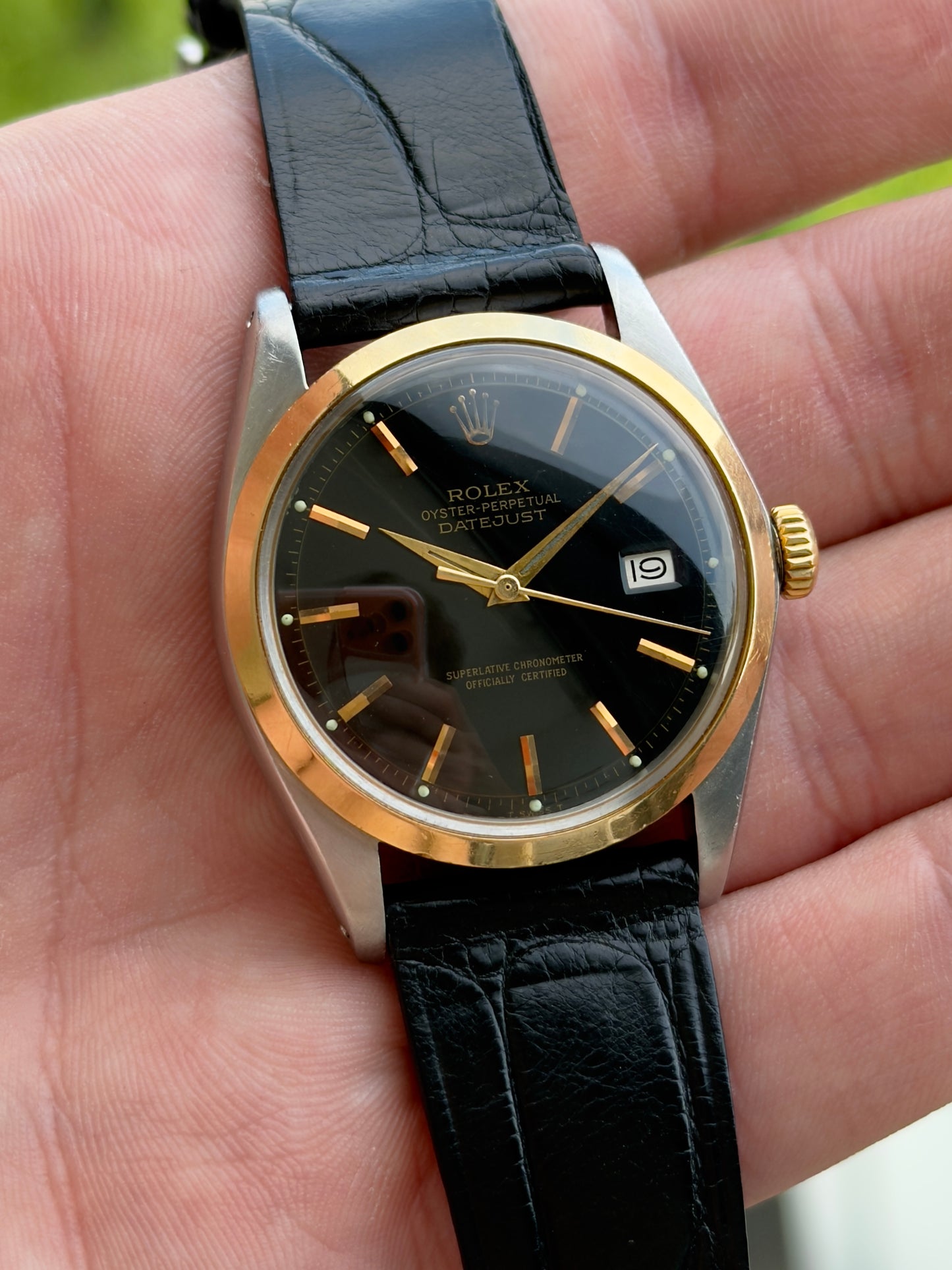 Rolex Datejust Rare Smooth Bezel Black Dial 1976
