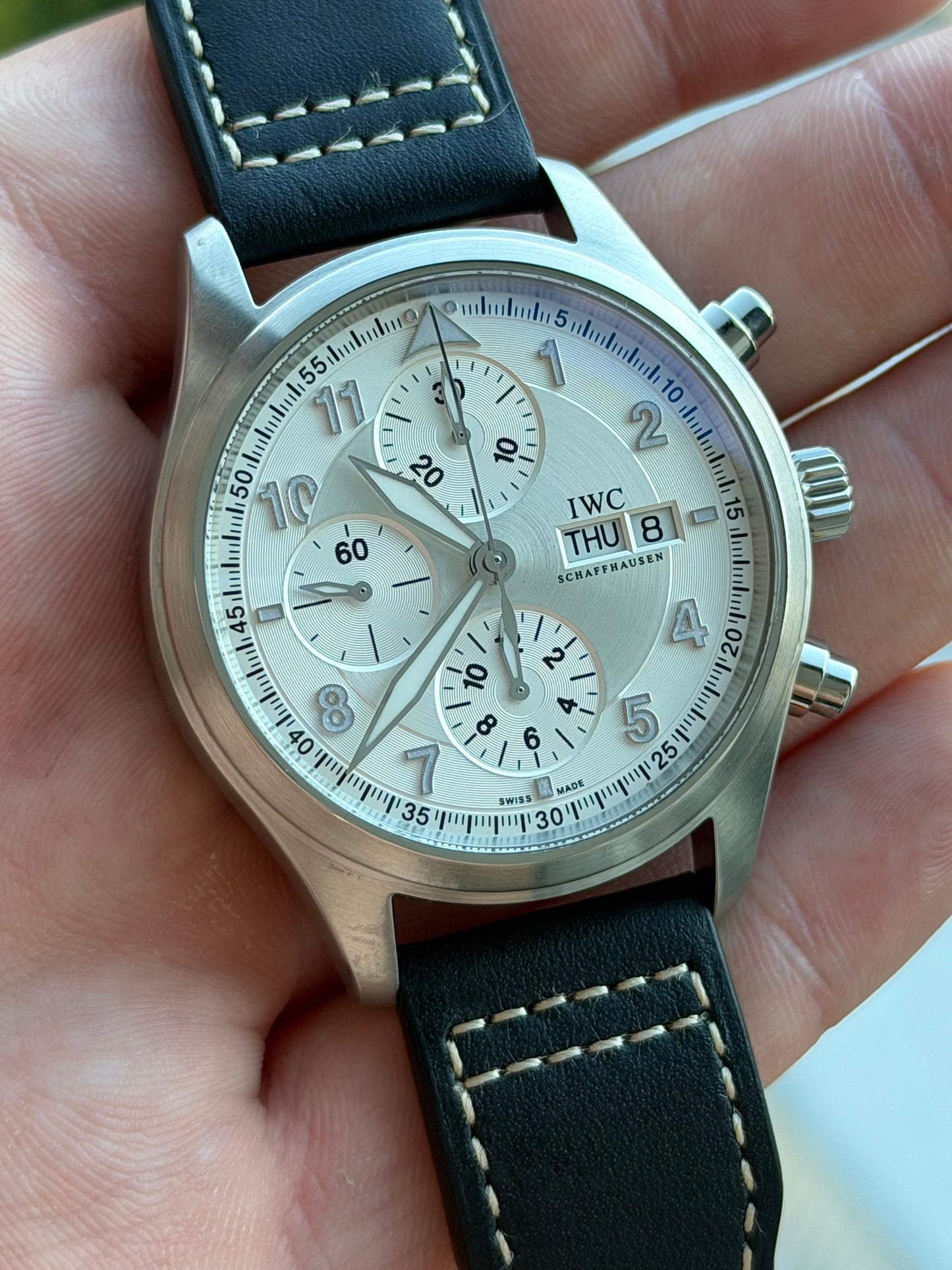 IWC Pilot Spitfire Silver Dial Chrono with Papers IW371702