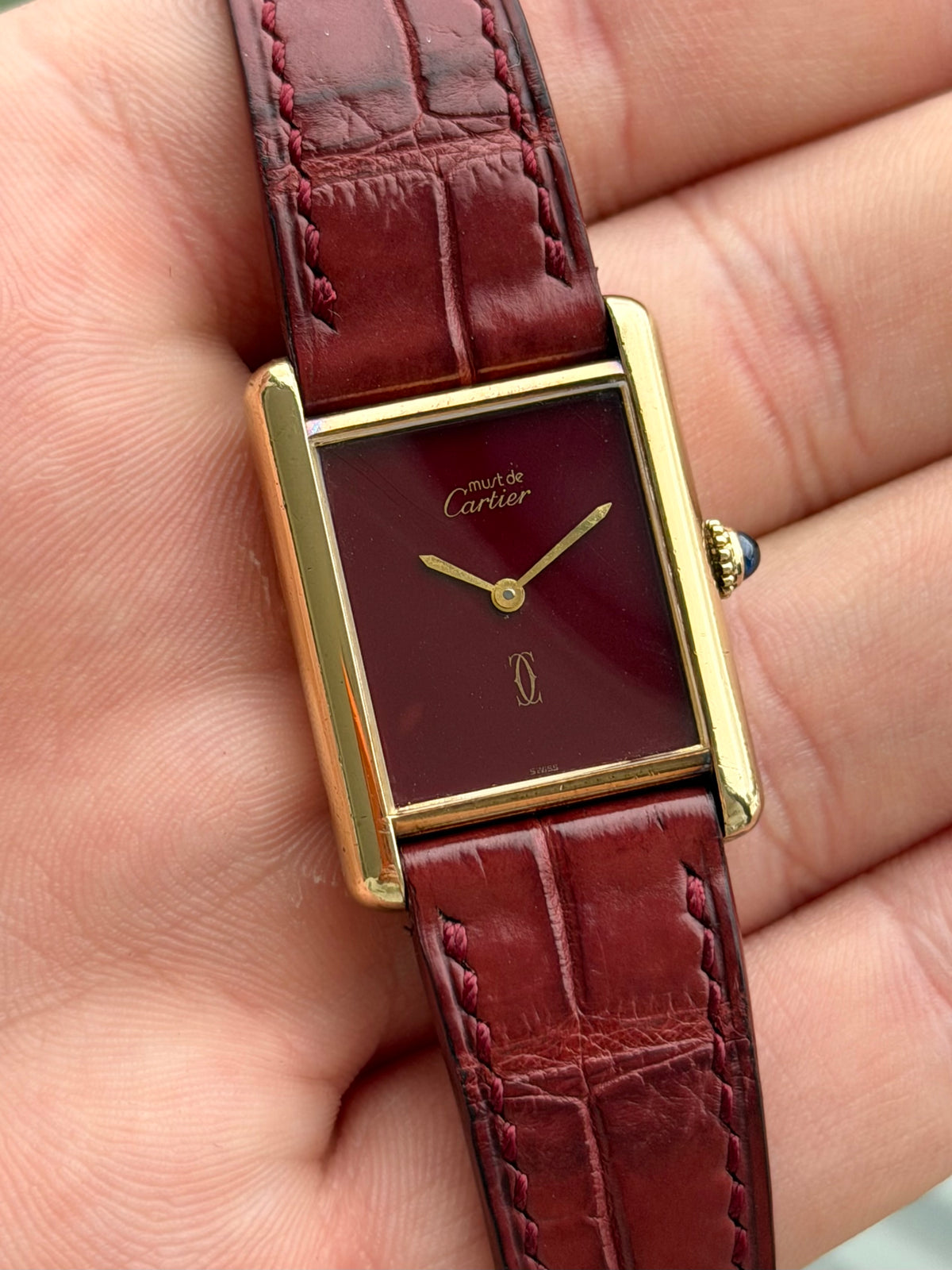 Cartier Tank Vermeil Large Model Burgundy Lacquer Dial