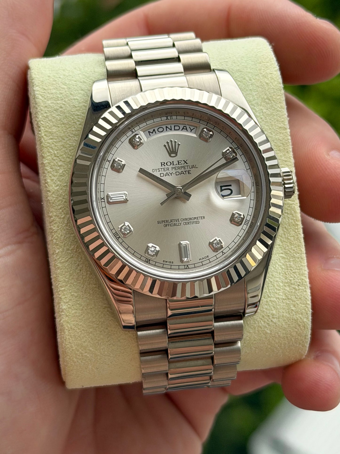 Rolex Day-Date II Factory Diamond Dial 2012 Full Set