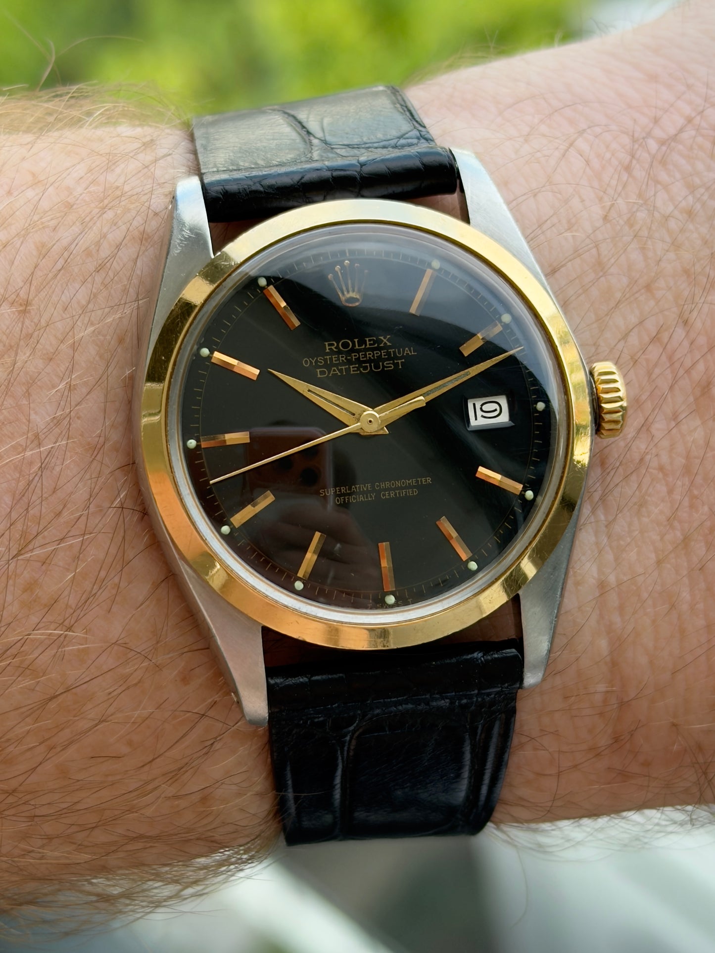 Rolex Datejust Rare Smooth Bezel Black Dial 1976