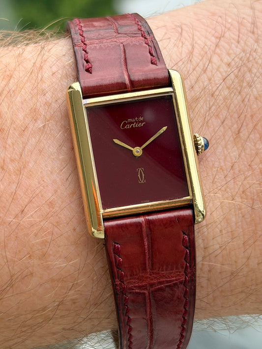 Cartier Tank Vermeil Large Model Burgundy Lacquer Dial