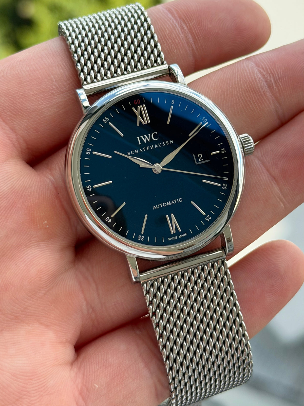 IWC Portofino Black Dial On Mesh Bracelet 2014 with Papers