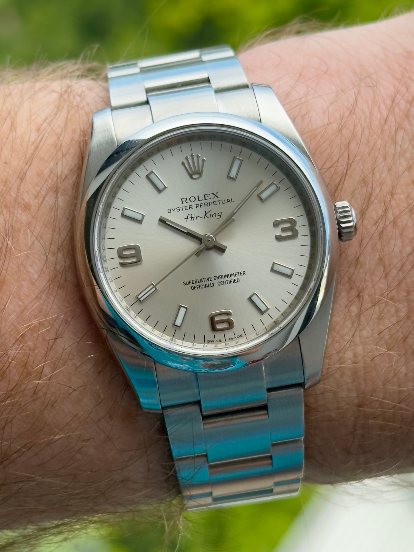 Rolex Oyster Perpetual Air-King 369 Silver Dial Full Set Box and Papers