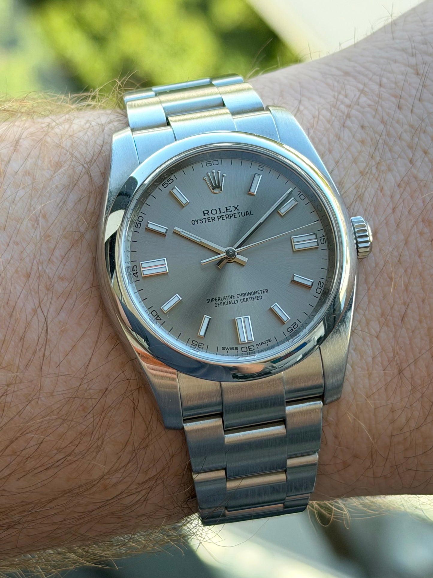 Rolex Oyster Perpetual 36mm Rhodium Dial 116000