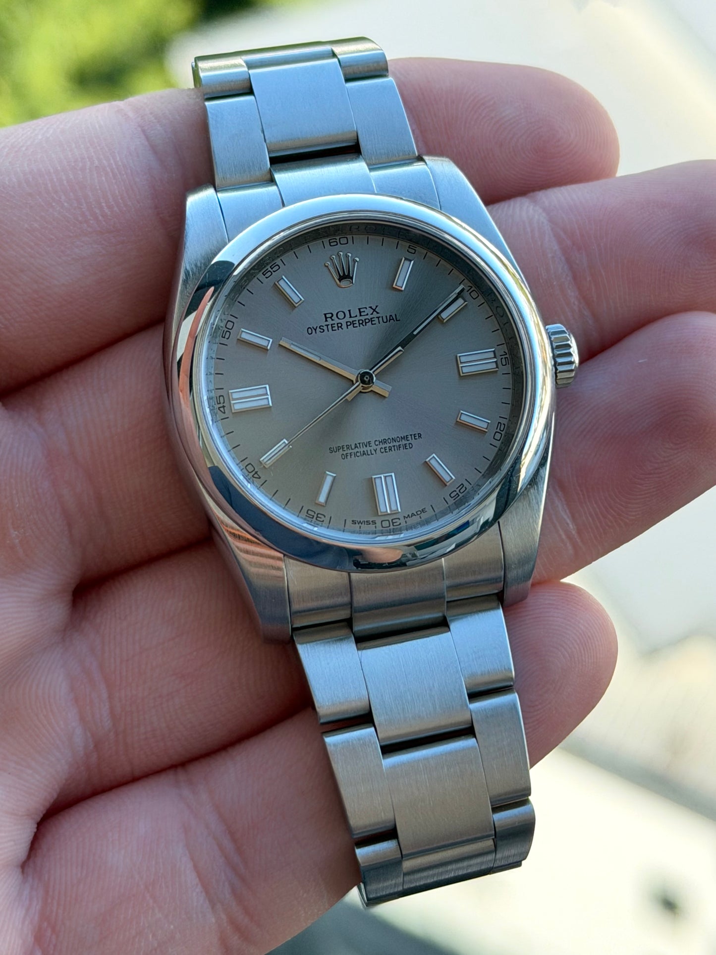 Rolex Oyster Perpetual 36mm Rhodium Dial 116000