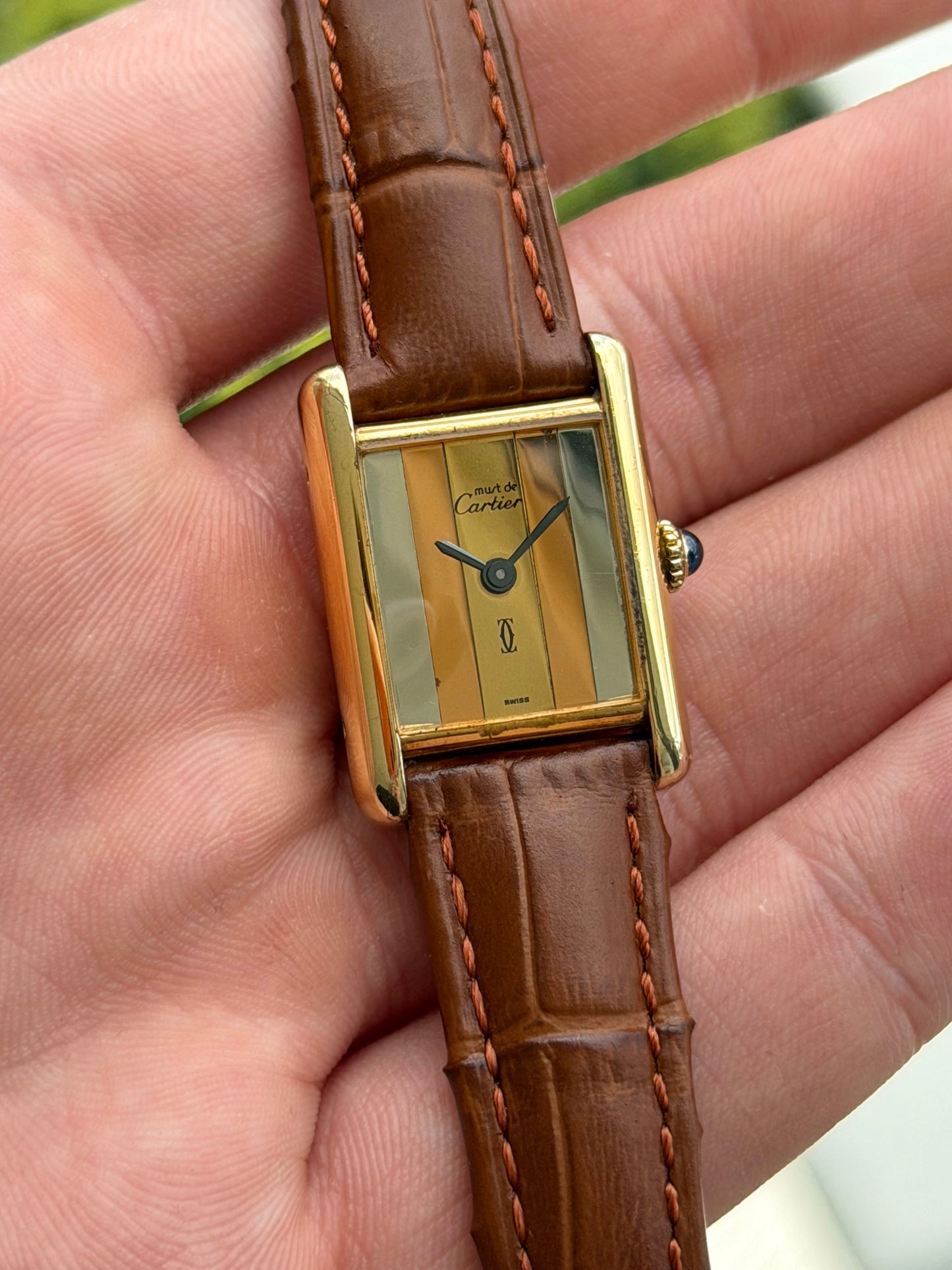 Cartier Tank Tri Tone Dial Manual Wind Ladies