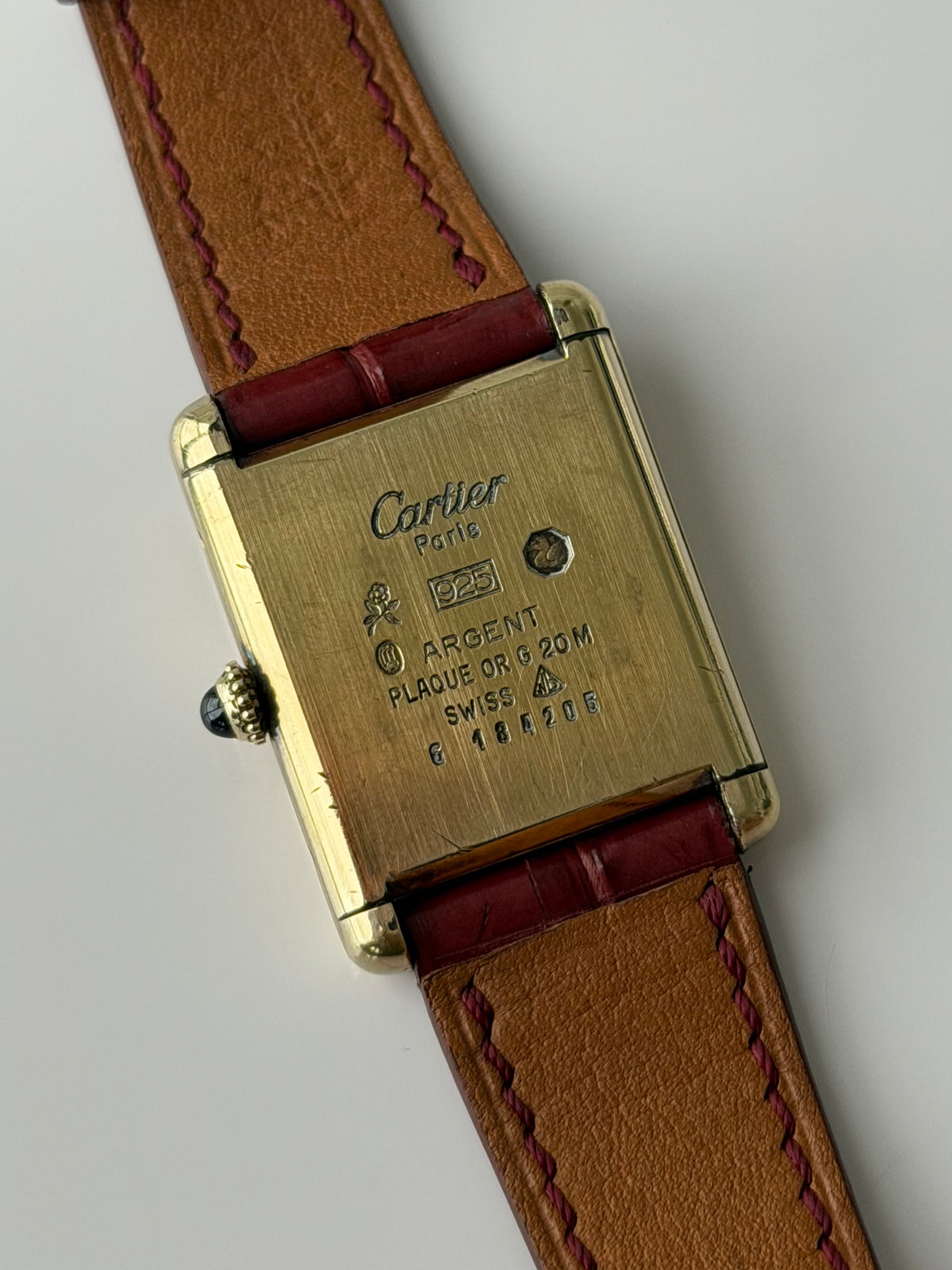 Cartier Tank Vermeil Large Model Burgundy Lacquer Dial