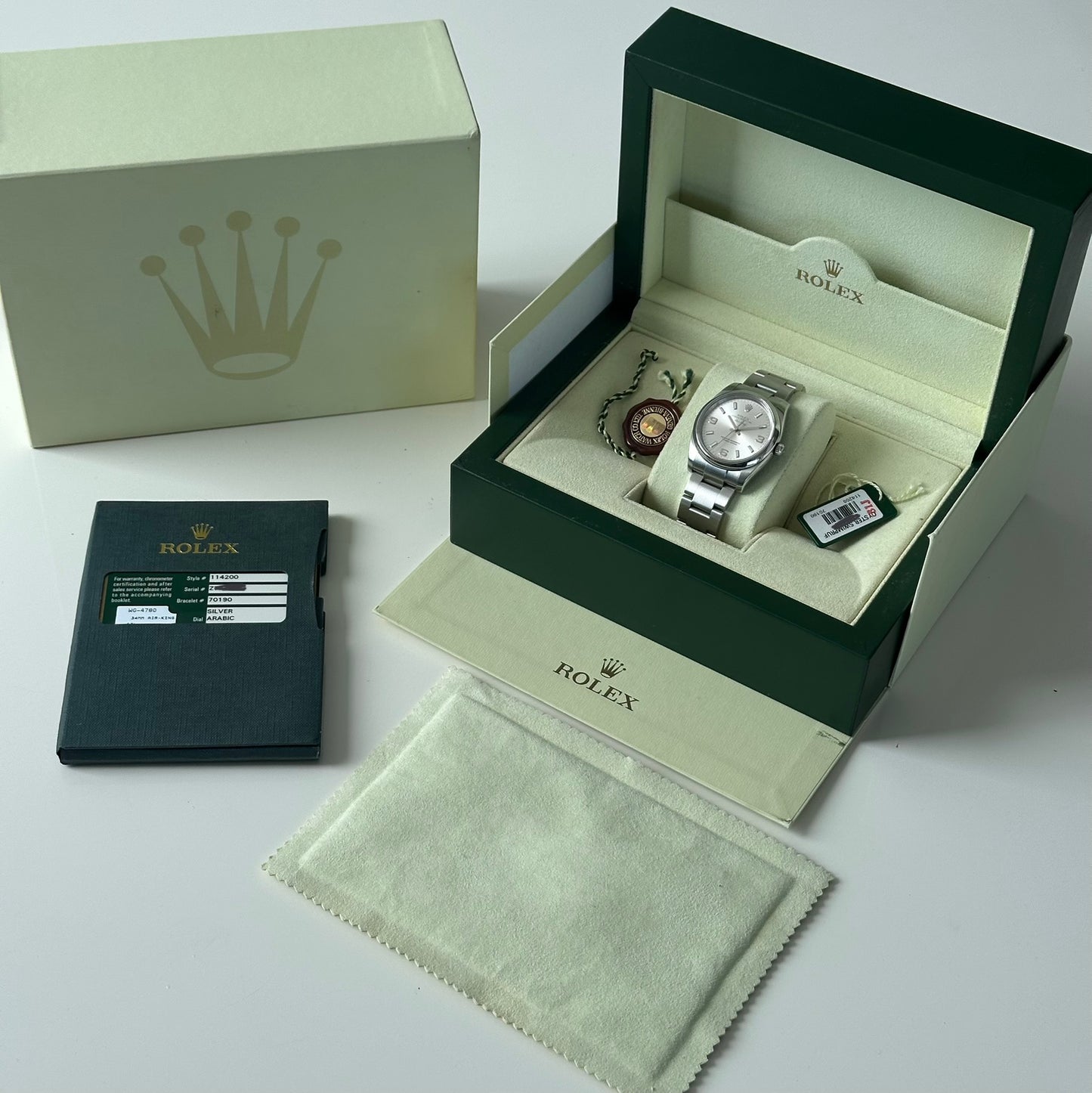 Rolex Oyster Perpetual Air-King 369 Silver Dial Full Set Box and Papers