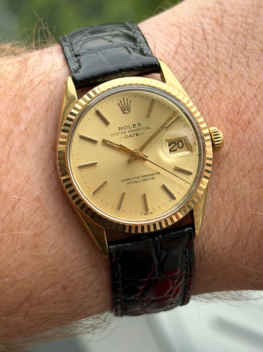 Rolex Oyster Perpetual Date 1024 14k Gold Bezel 1963
