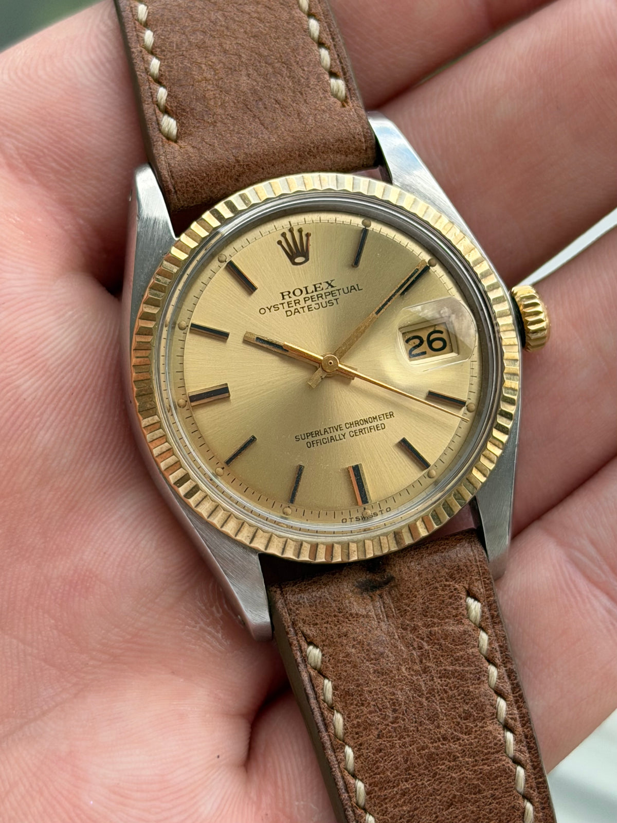 Rolex Datejust Two Tone 1601 Gold Dial 1974