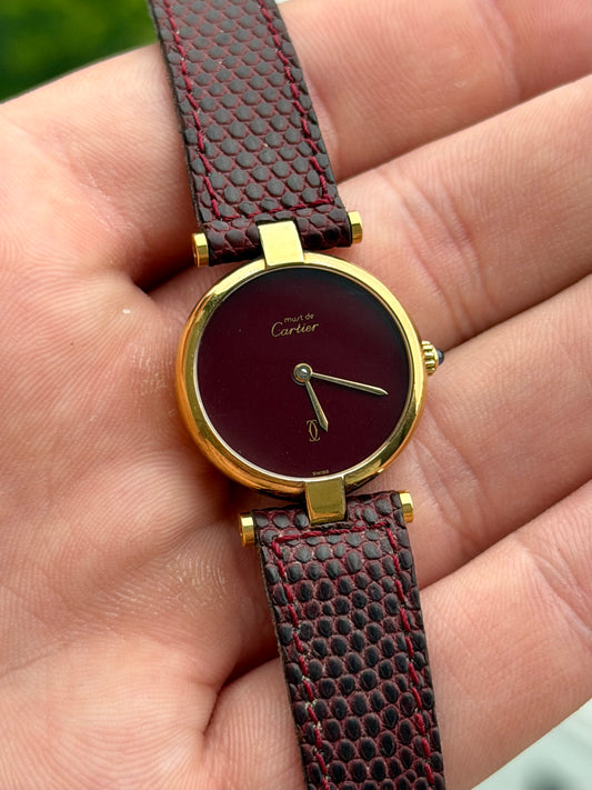 Cartier Vendome Vermeil Burgundy Dial Ladies