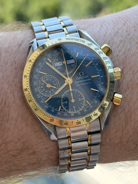 Omega Speedmaster Triple Cal 3321.80 Blue Dial Two Tone 1995