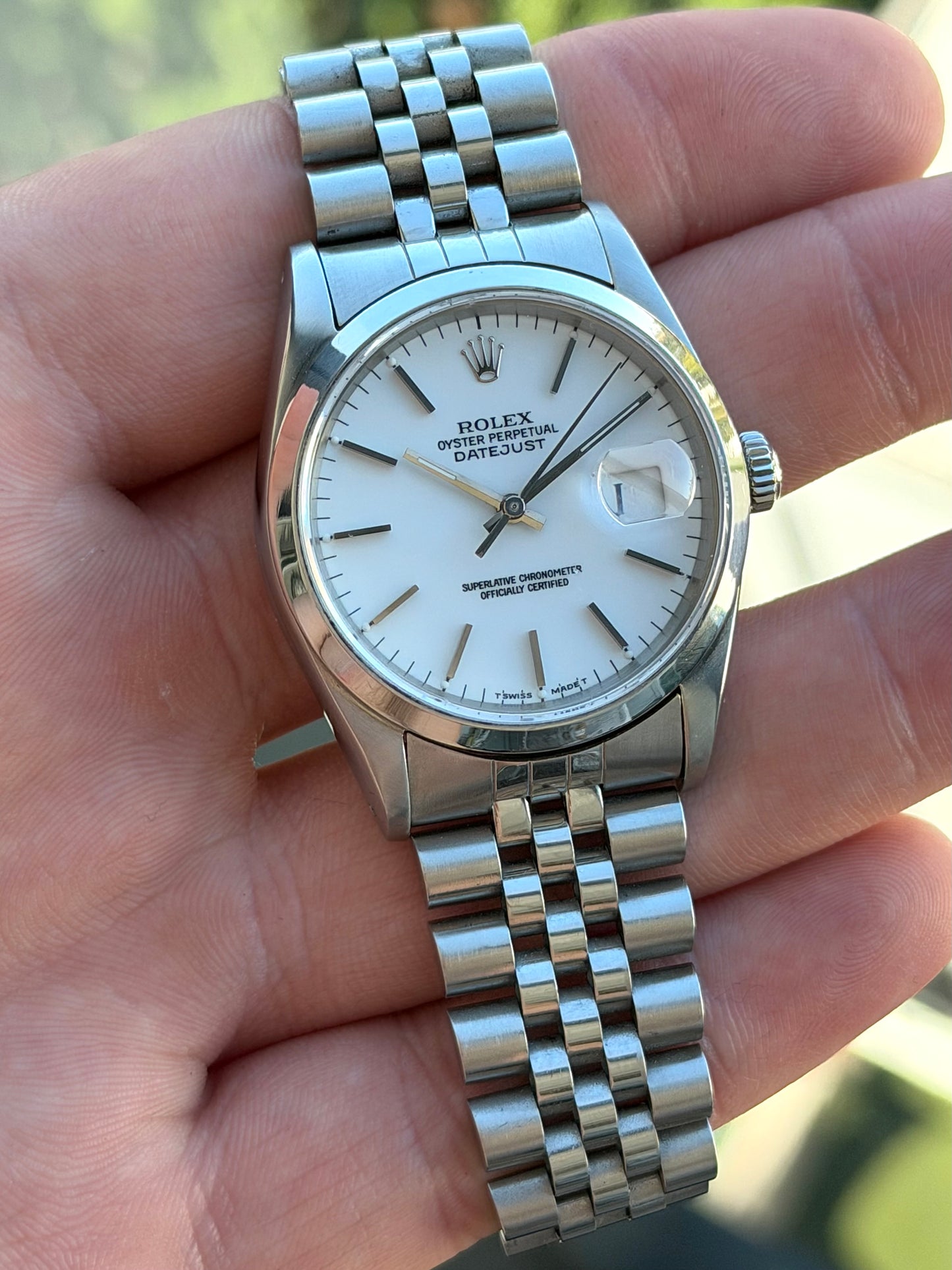 Rolex Datejust White Porcelain Dial 16200