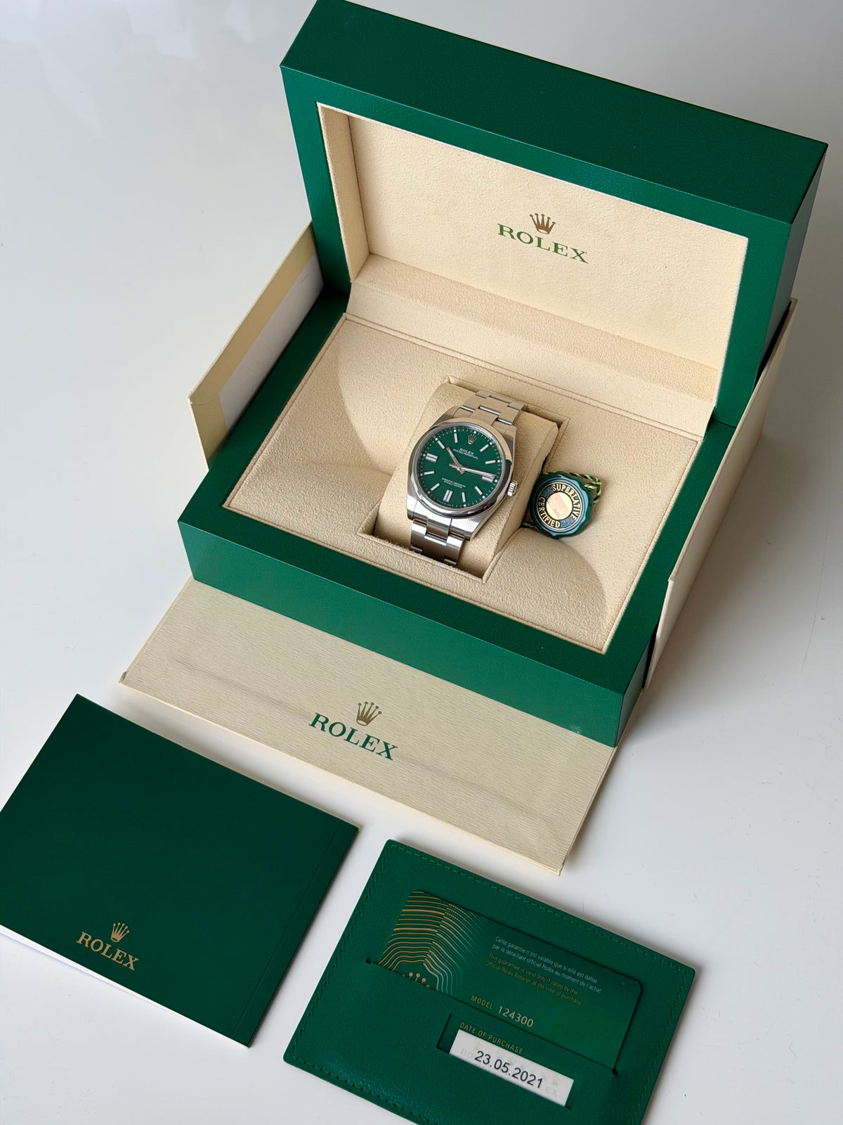 Rolex Oyster Perpetual 41 Green Dial Full Set 124300 2021
