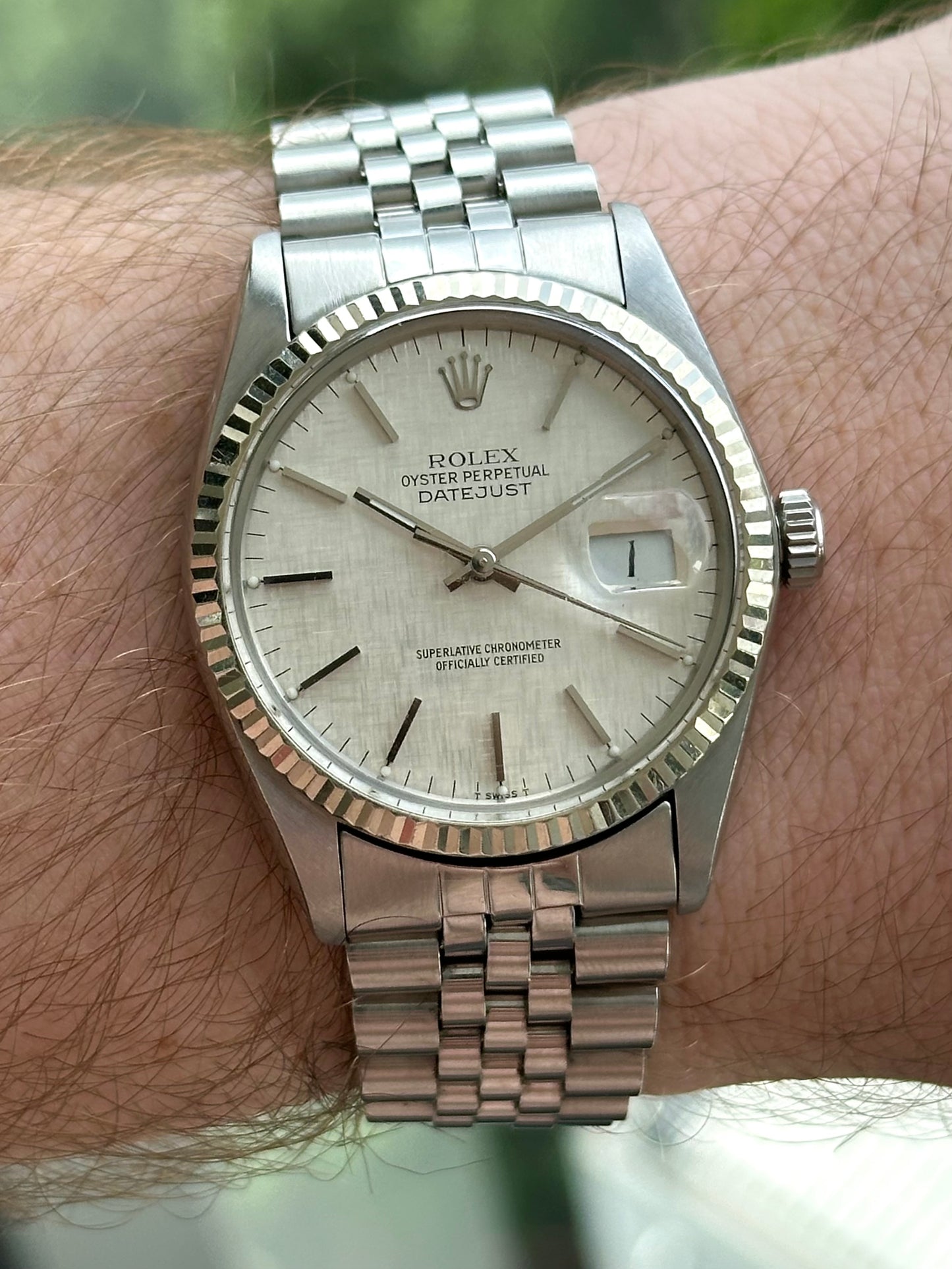 Rolex Datejust Grey Linen Dial 16014 1979 with Box