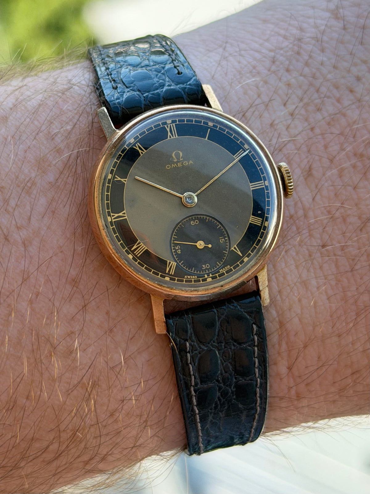 Omega Sub Seconds Dress 1939 9k Rose Gold