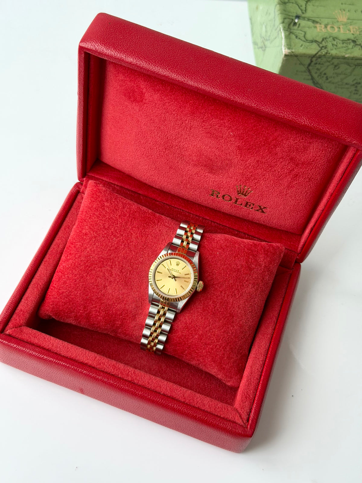 Rolex Ladies Oyster Fluted Champ Dial 1987 67193 with Box