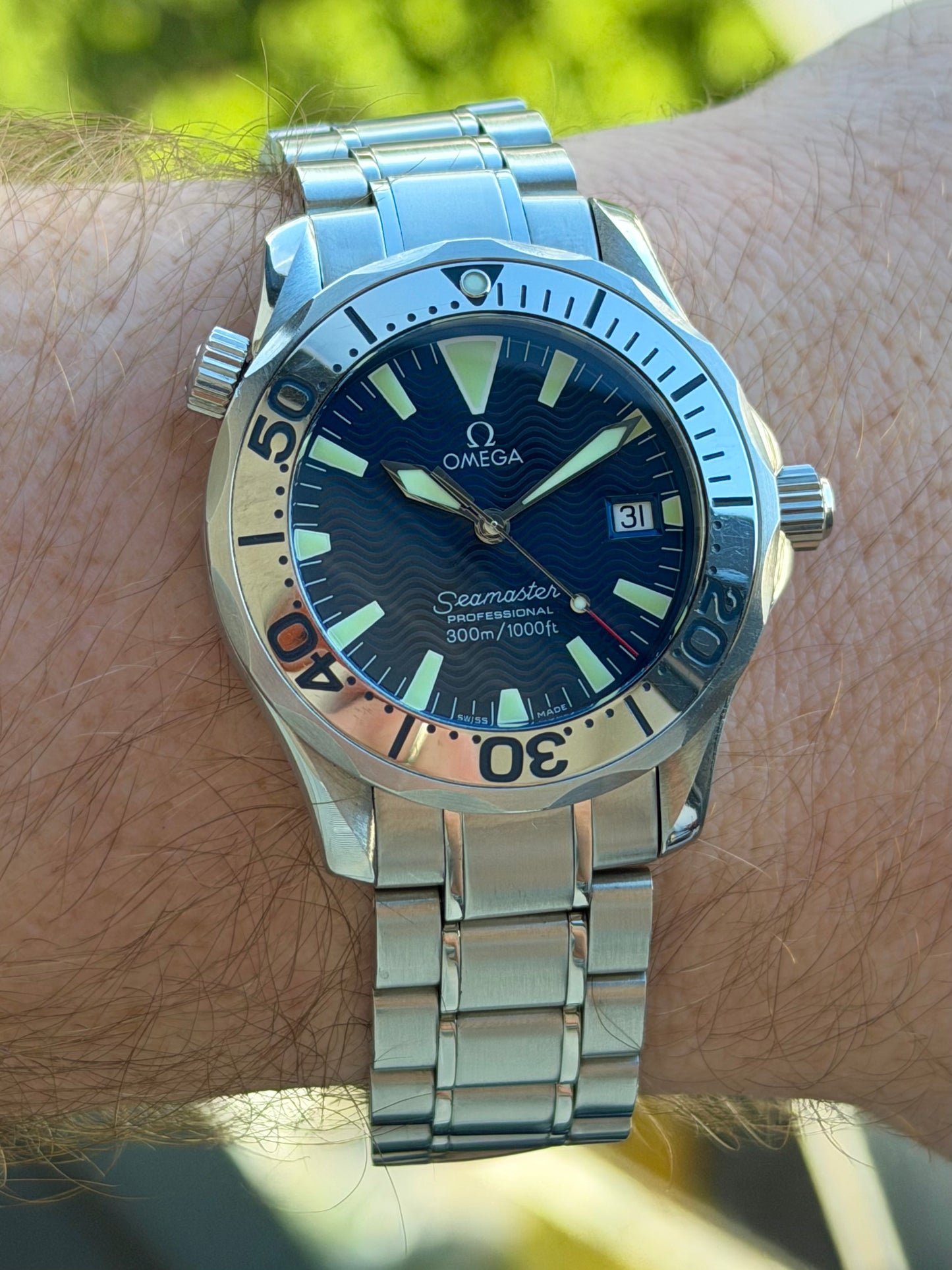 Omega Seamaster 300 Electric Blue 36mm 1998 Box + Booklets