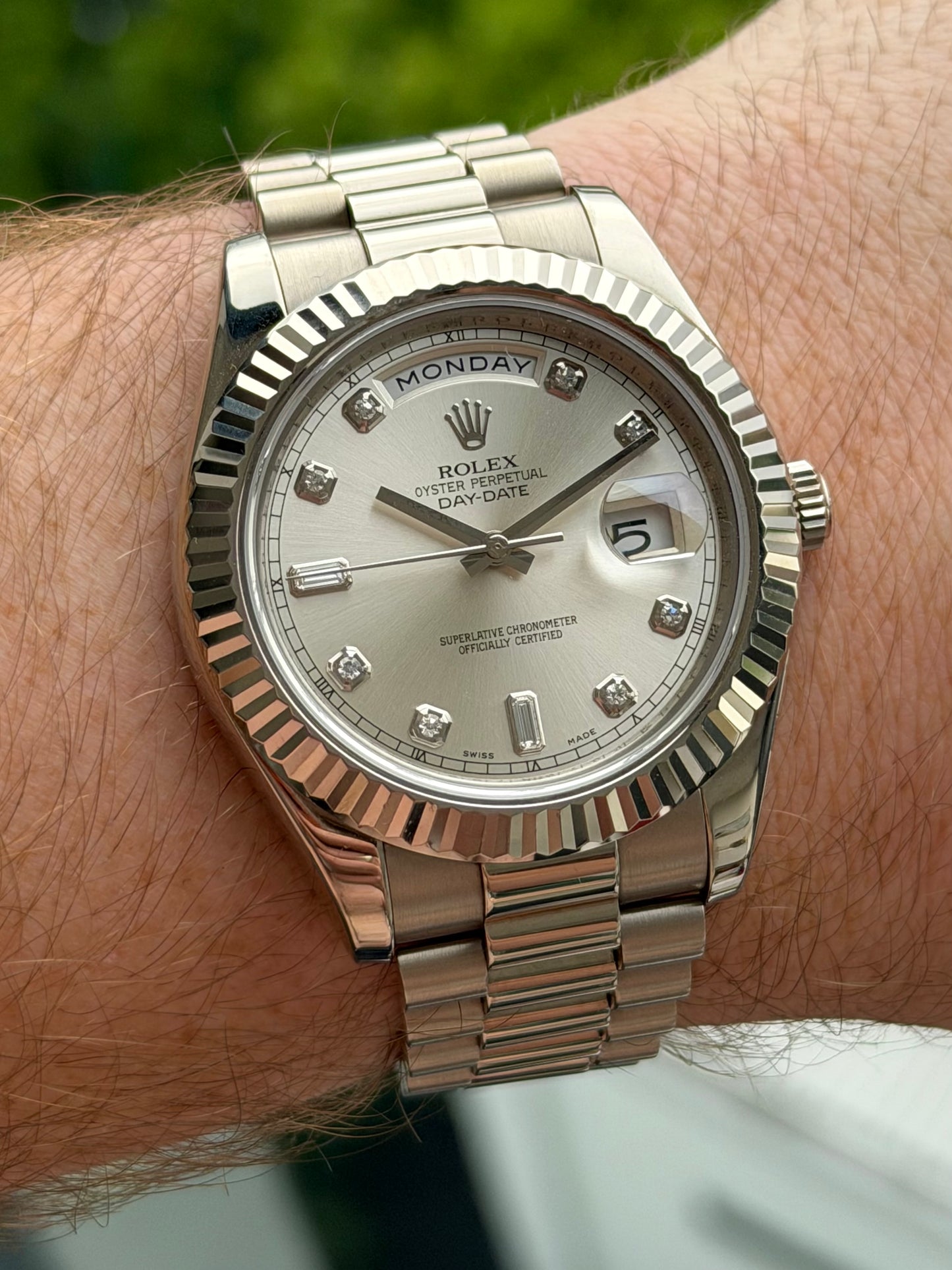 Rolex Day-Date II Factory Diamond Dial 2012 Full Set