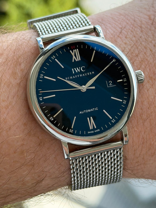 IWC Portofino Black Dial On Mesh Bracelet 2014 with Papers