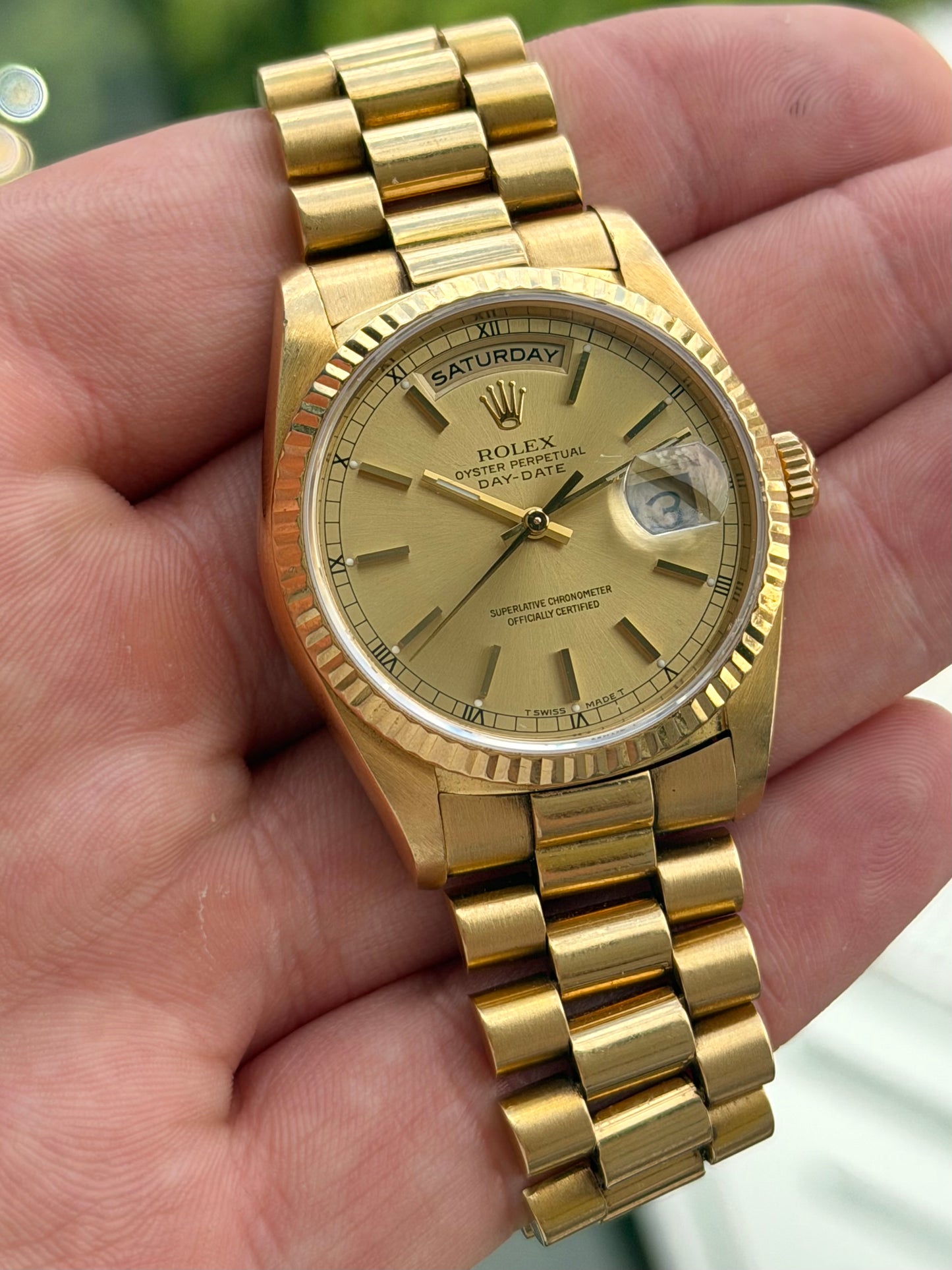 Rolex Day-Date Double Quickset Champagne Dial 1991 Full Set