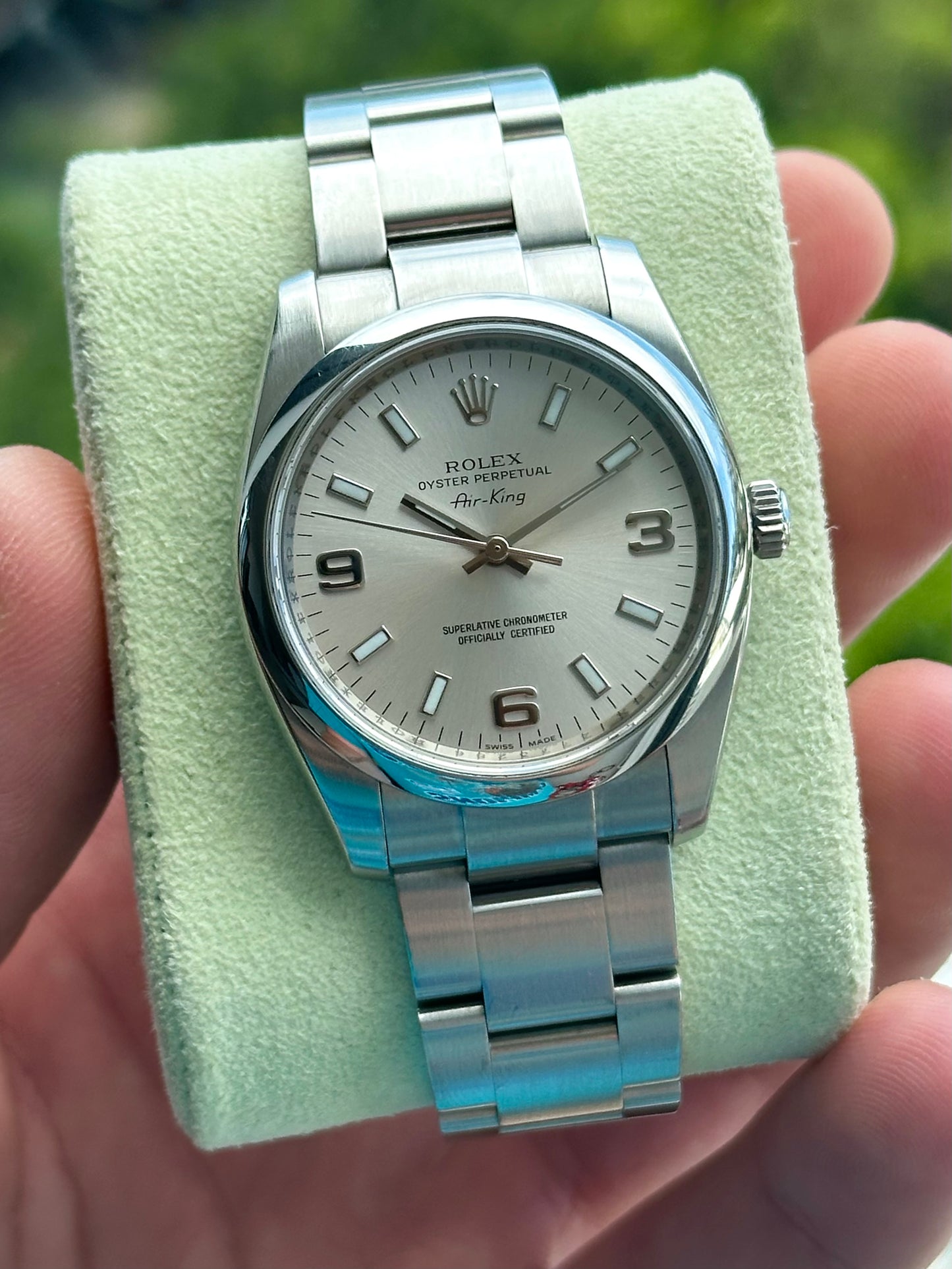 Rolex Oyster Perpetual Air-King 369 Silver Dial Full Set Box and Papers