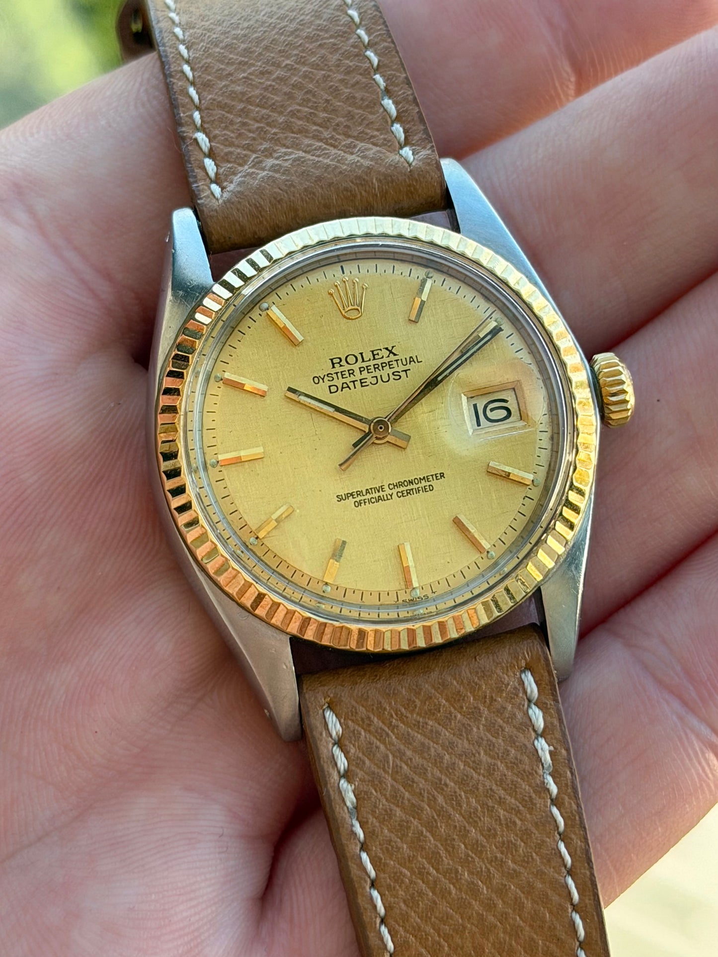 Rolex Datejust Two Tone 1601 Gold Linen Dial 1978