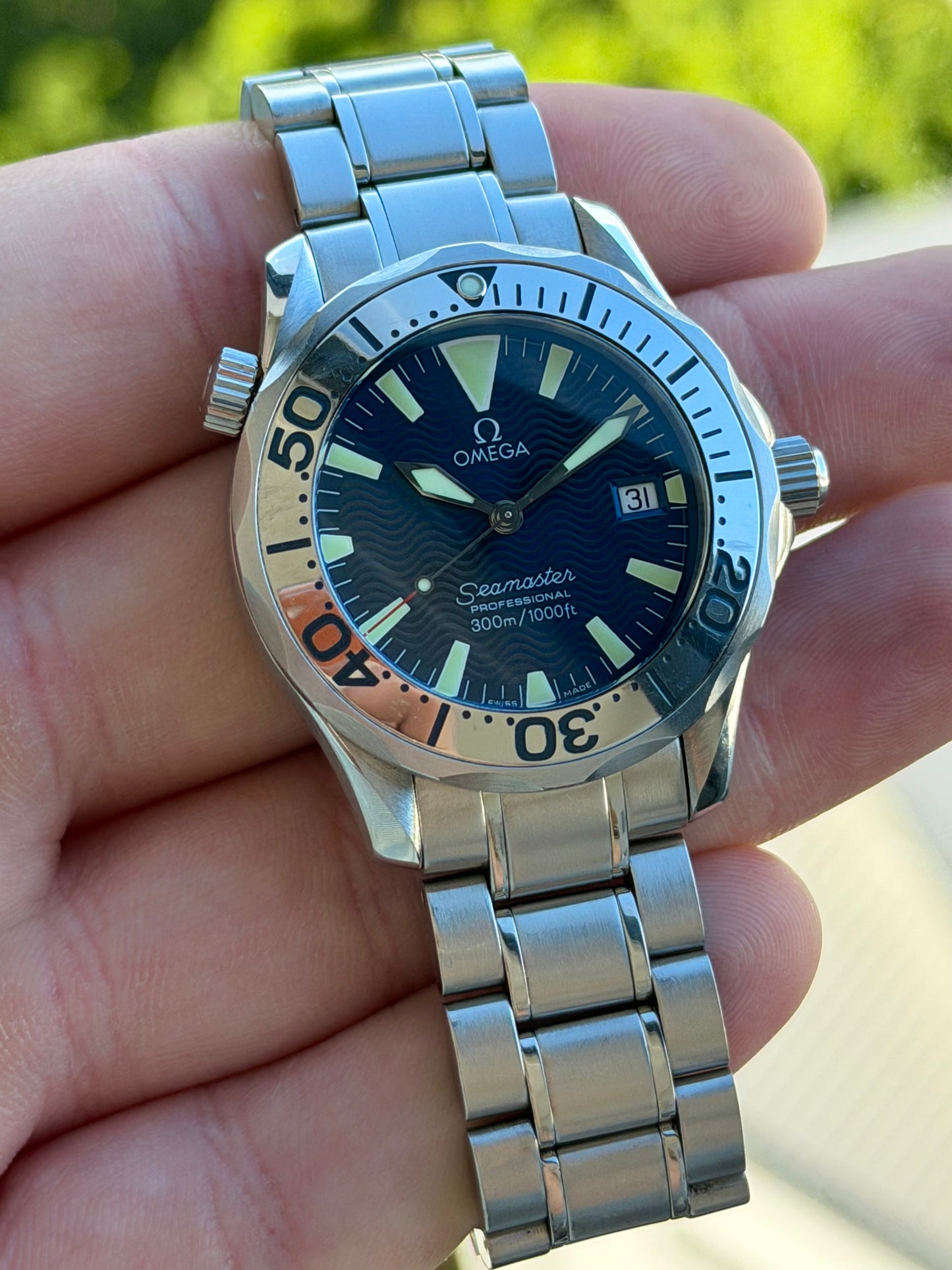 Omega Seamaster 300 Electric Blue 36mm 1998 Box + Booklets
