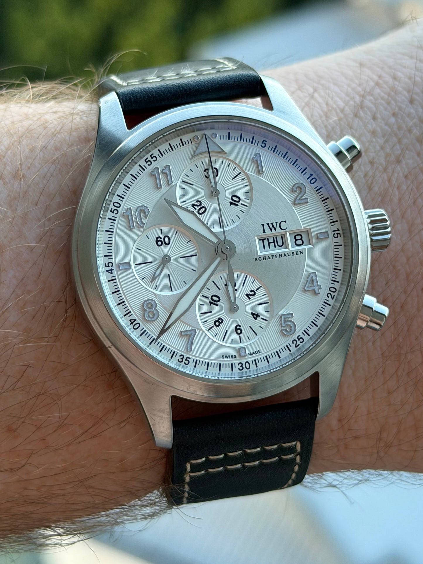 IWC Pilot Spitfire Silver Dial Chrono with Papers IW371702
