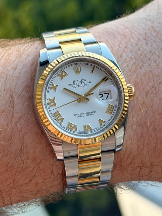 Rolex Datejust 36 White Roman Numeral Dial 116233