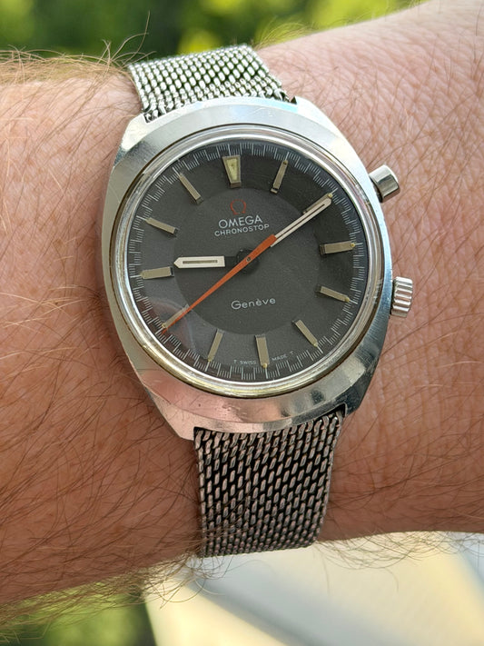 Omega ChronoStop Black Dial on Mesh 145.010
