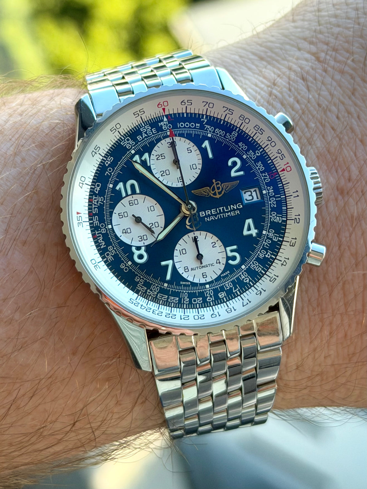 Breitling Navitimer Blue Dial 2001 Full Set + Blue Leather with Clasp