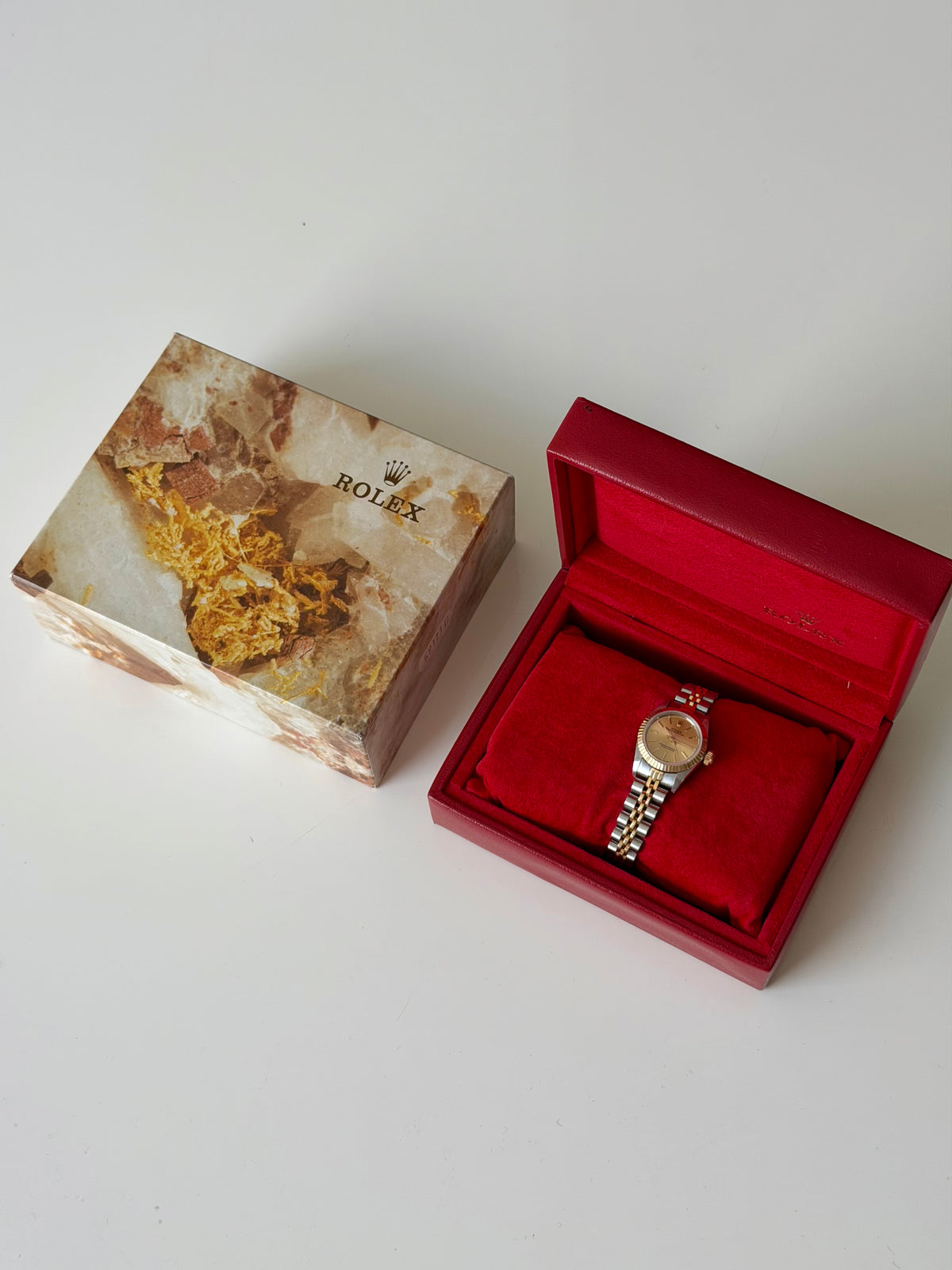 Rolex Ladies Oyster Fluted Champ Dial 1988 67193 with Box