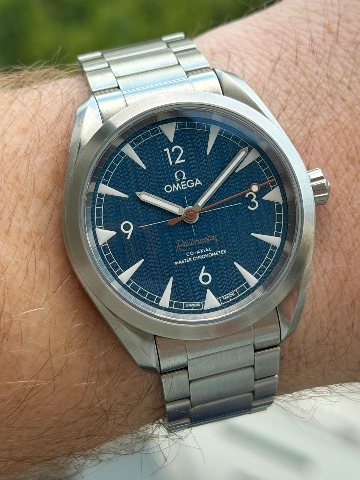 Omega Railmaster Blue Denim Dial 2023 with Papers
