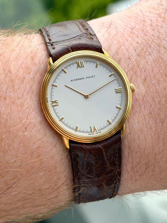 Audemars Piguet White Roman Numeral Dial 18k Dress