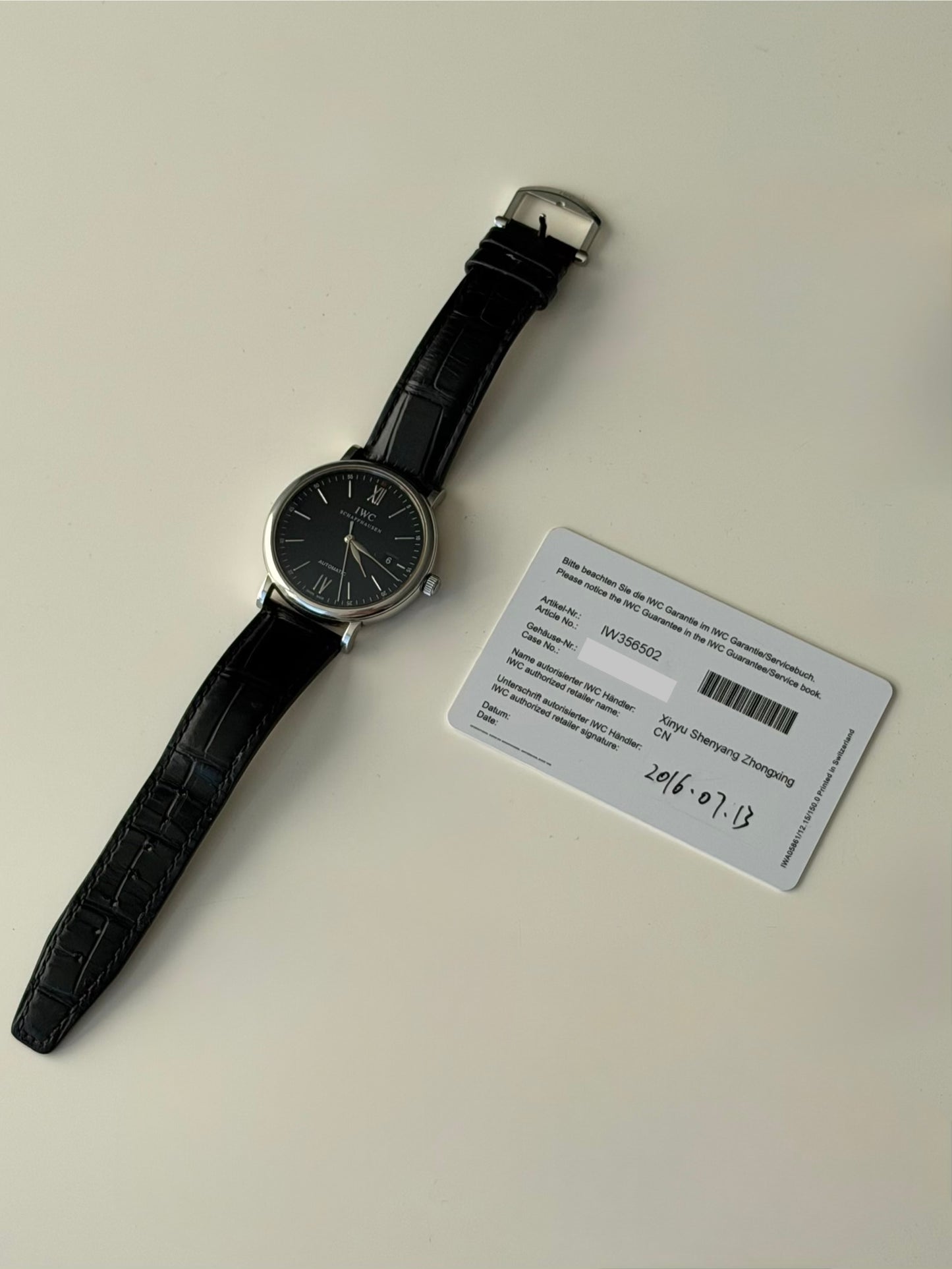 IWC Portofino Black Dial with Papers 2016 IW356502