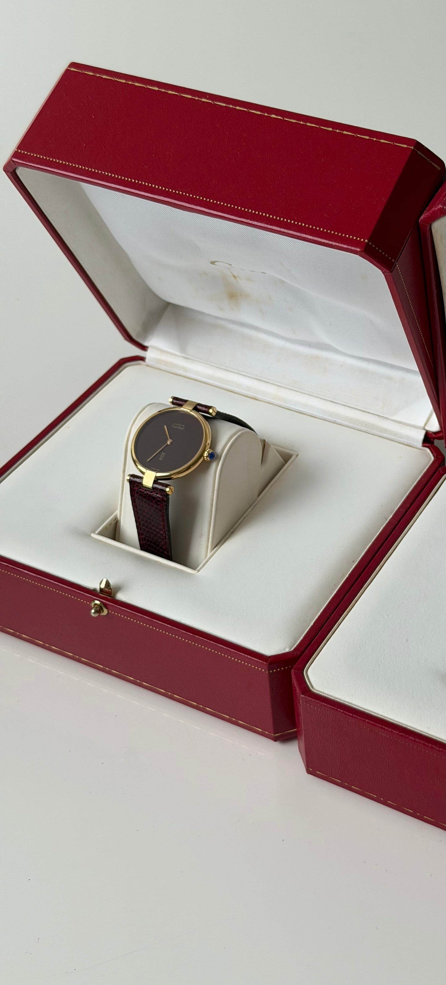 Cartier Vendome Vermeil Burgundy Dial Gents