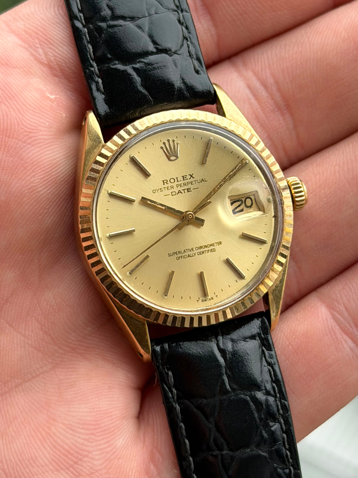 Rolex Oyster Perpetual Date 1024 14k Gold Bezel 1963