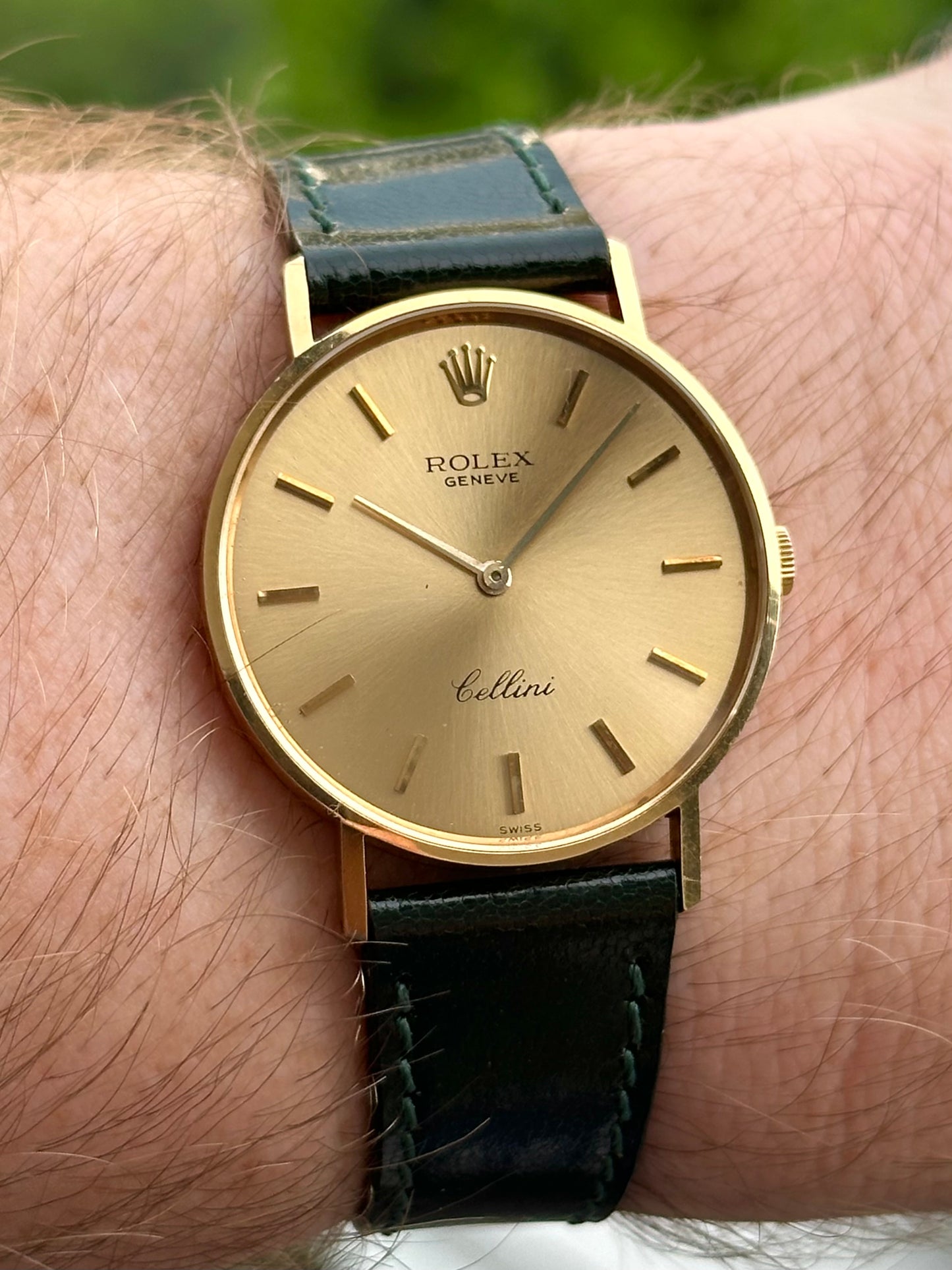 Rolex Cellini 18k Solid Gold Slimline 1970s with Rolex Buckle