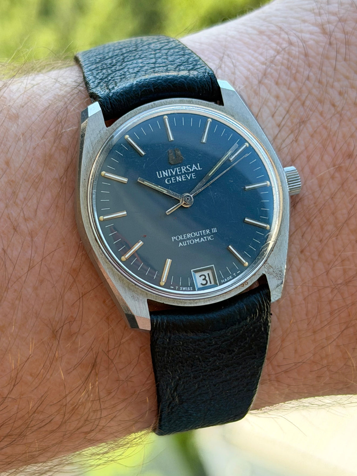 Universal Geneve Polerouter III Blue Dial Micro Rotor